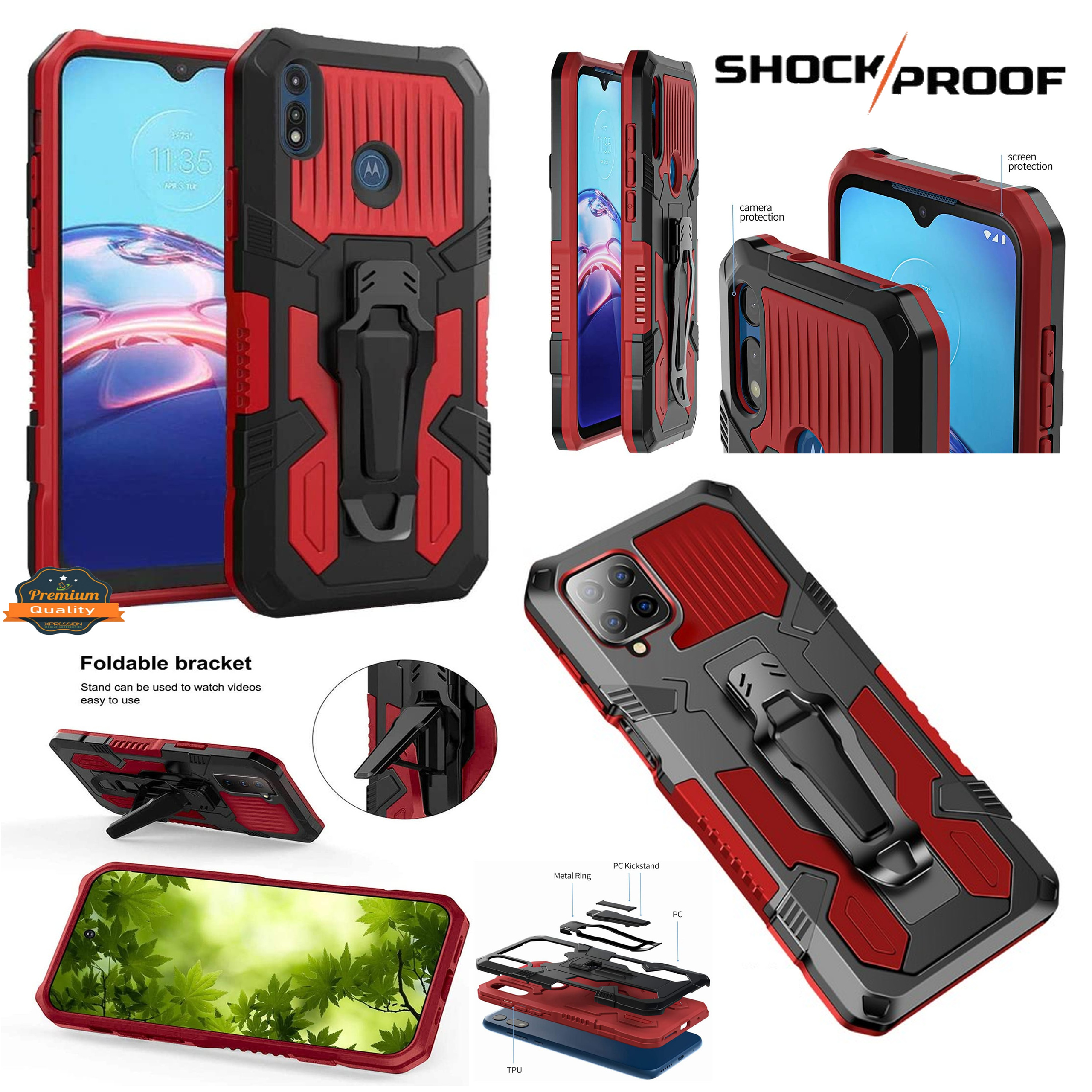 For Motorola Moto G Power 2021 Hybrid Belt Clip & Kickstand 2in1 Hard Case Cover - 第 35/45 張圖片