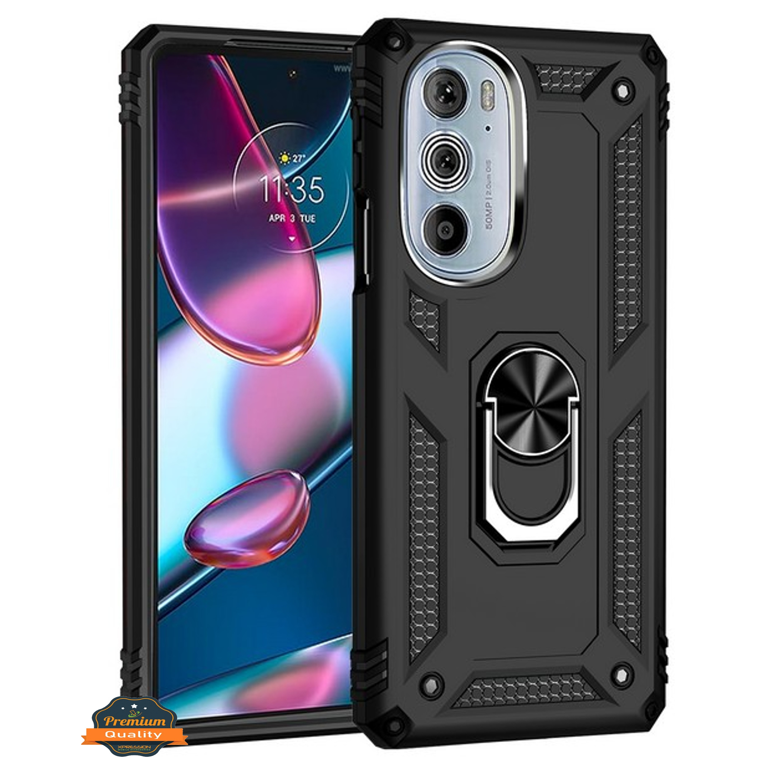 For Motorola Edge+ 2022 /Edge Plus Shockproof Hybrid 2in1 Ring Stand Case Cover - Picture 11 of 64