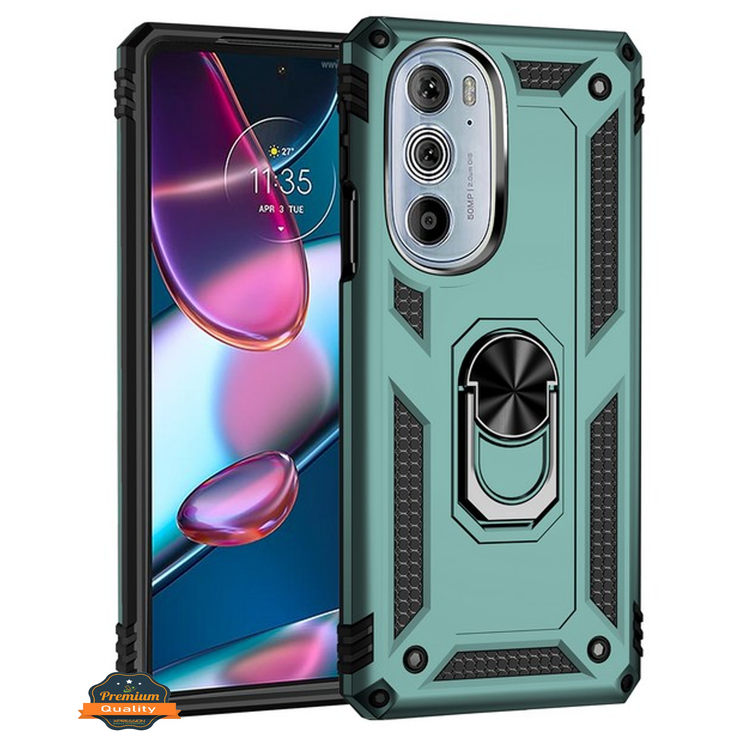 For Motorola Edge+ 2022 /Edge Plus Shockproof Hybrid 2in1 Ring Stand Case Cover - Picture 29 of 64