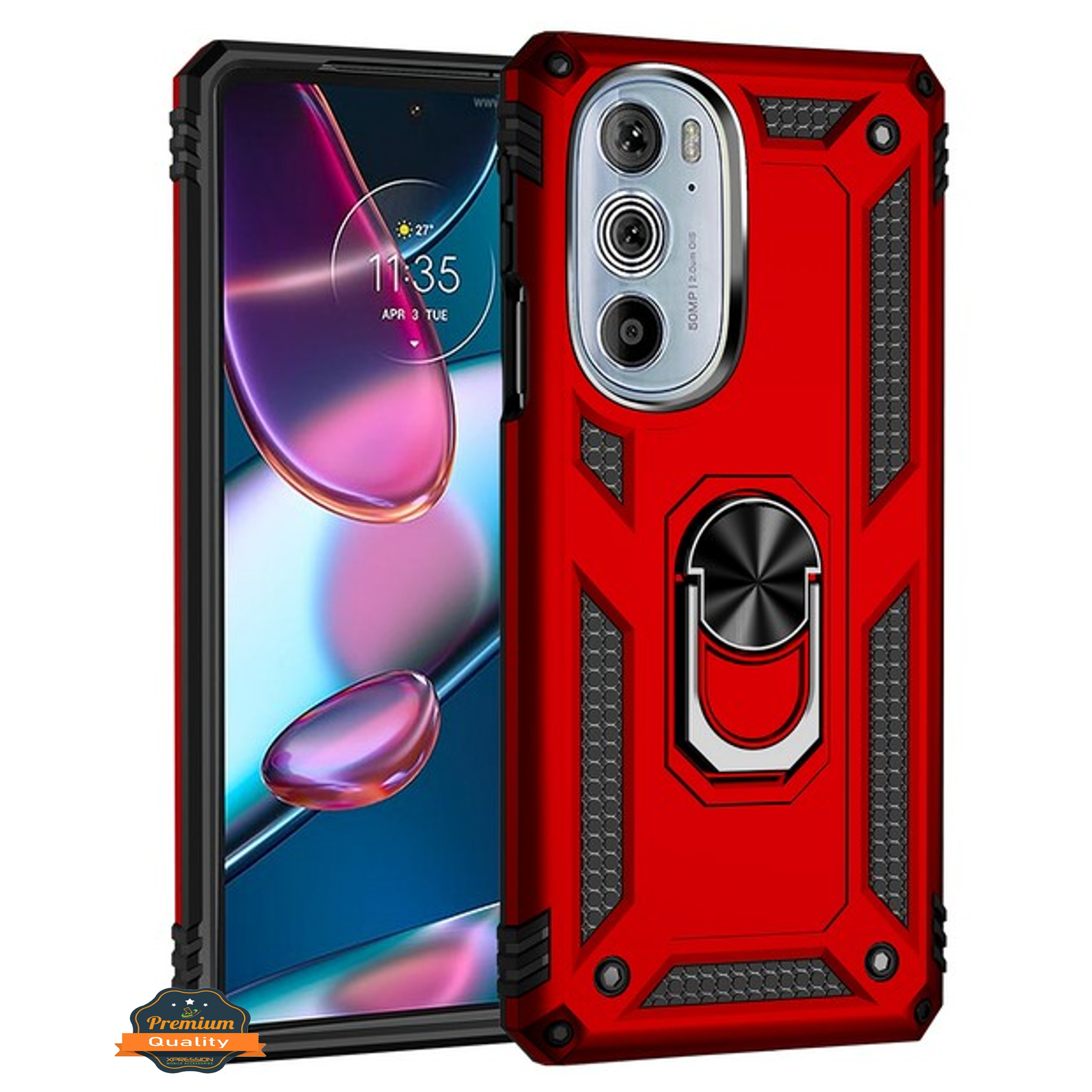 For Motorola Edge+ 2022 /Edge Plus Shockproof Hybrid 2in1 Ring Stand Case Cover - Picture 38 of 64