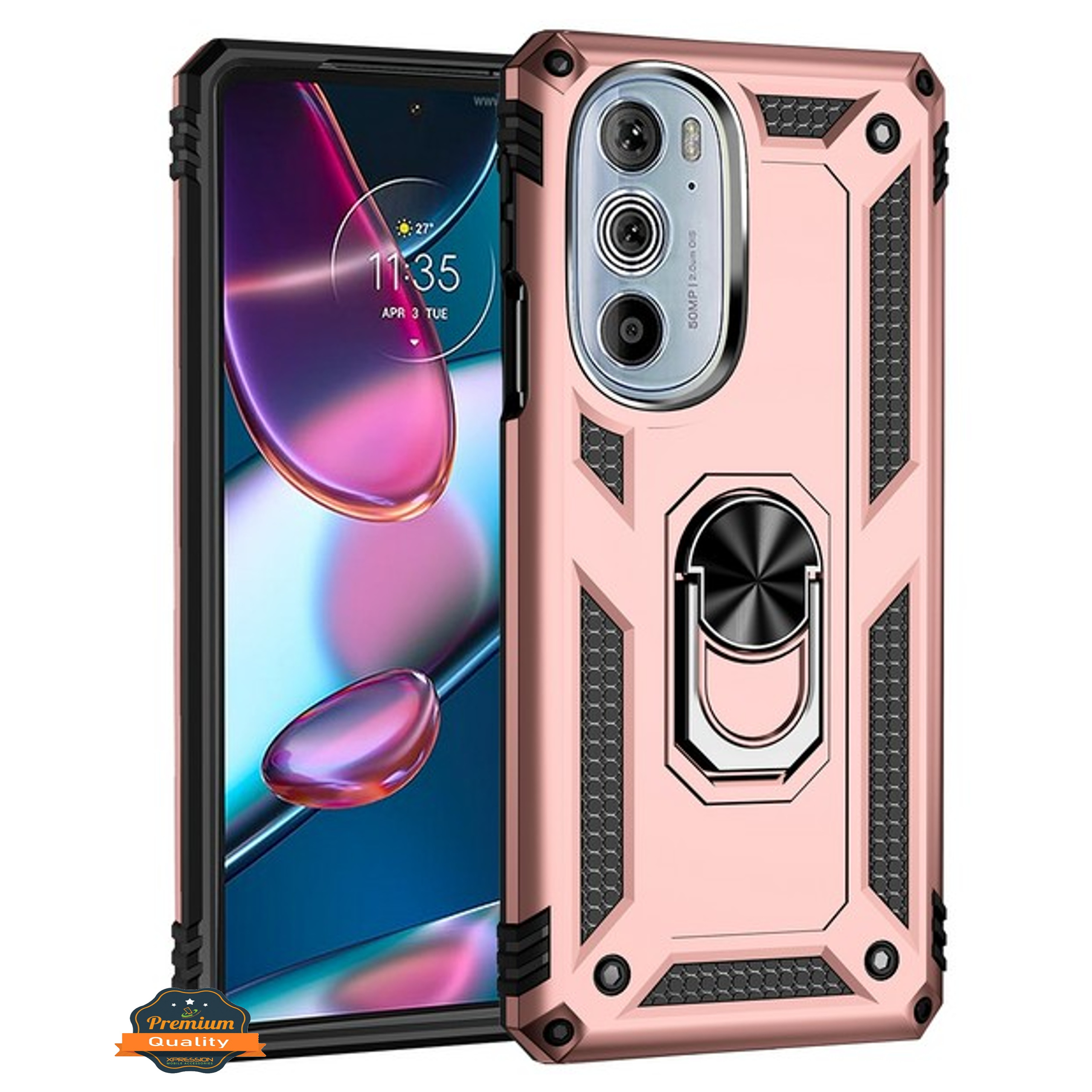 For Motorola Edge+ 2022 /Edge Plus Shockproof Hybrid 2in1 Ring Stand Case Cover - Picture 48 of 64