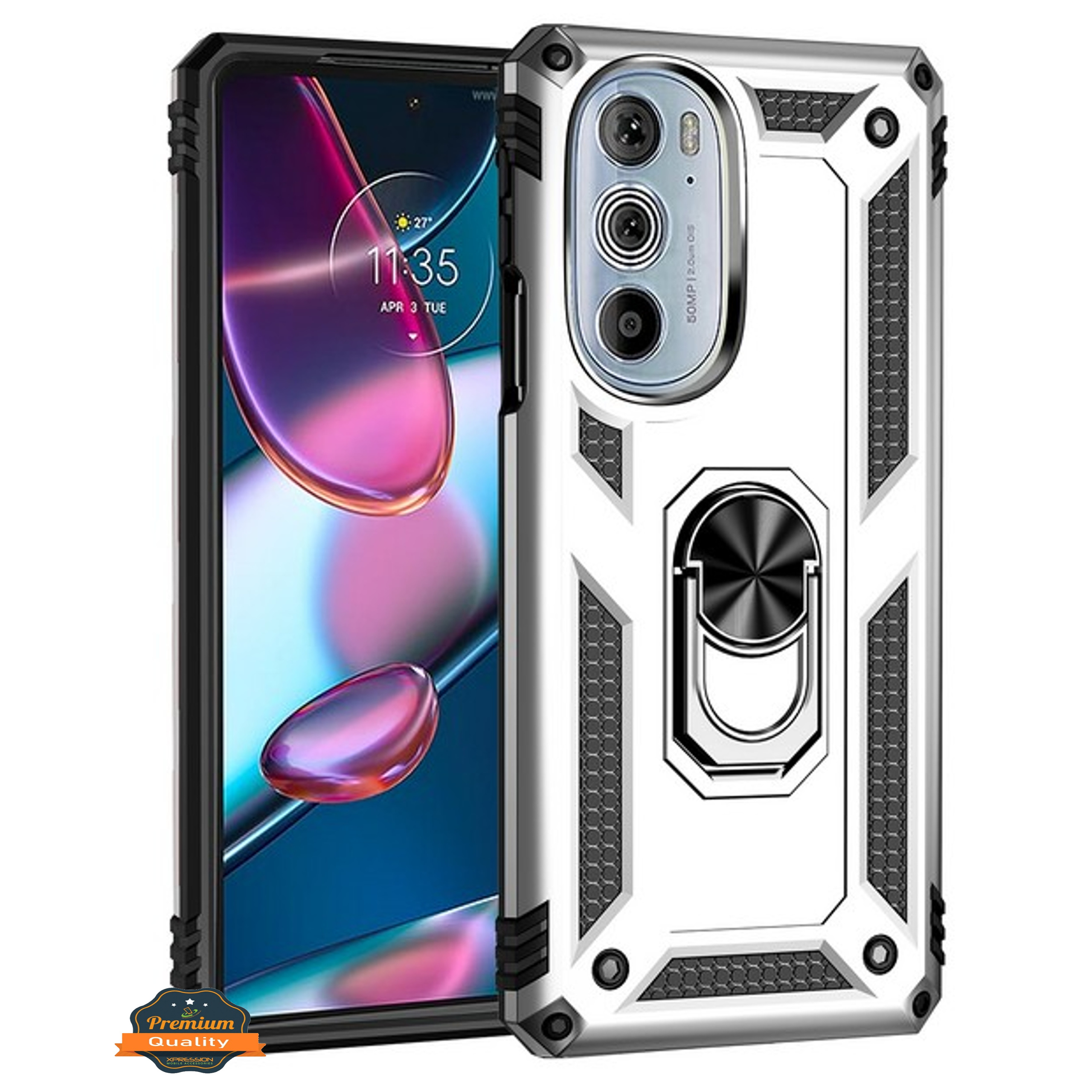 For Motorola Edge+ 2022 /Edge Plus Shockproof Hybrid 2in1 Ring Stand Case Cover - Picture 57 of 64
