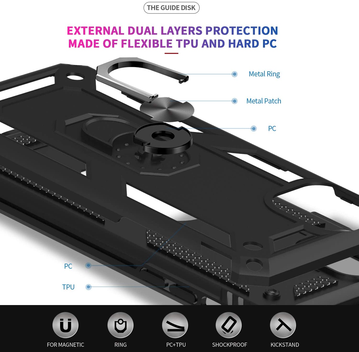 For Motorola Moto G 5G 2025 Shockproof Ring Stand 2in1 Hybrid Case Cover - Picture 13 of 37
