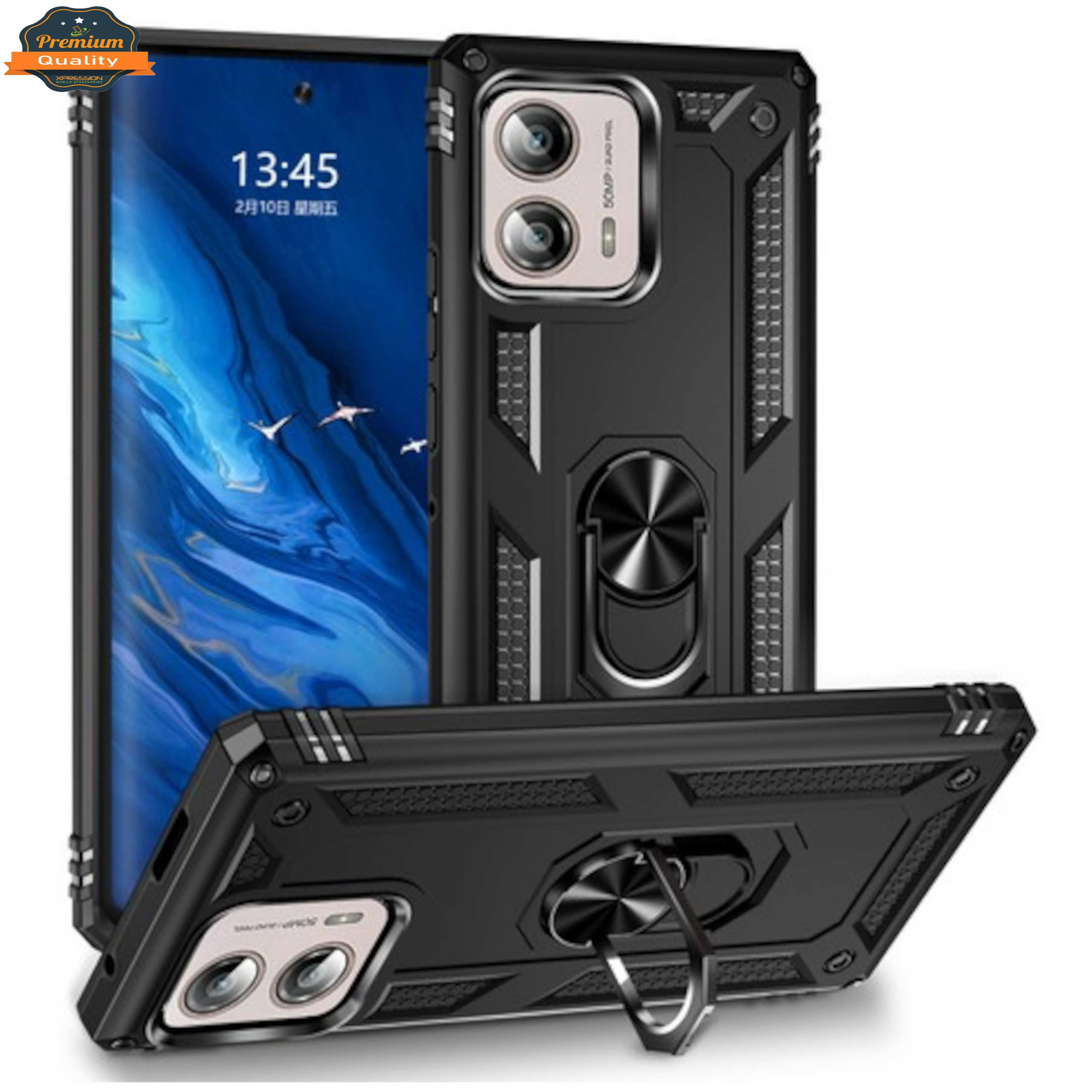 For Motorola Moto G 5G 2025 Shockproof Ring Stand 2in1 Hybrid Case Cover - Picture 10 of 37
