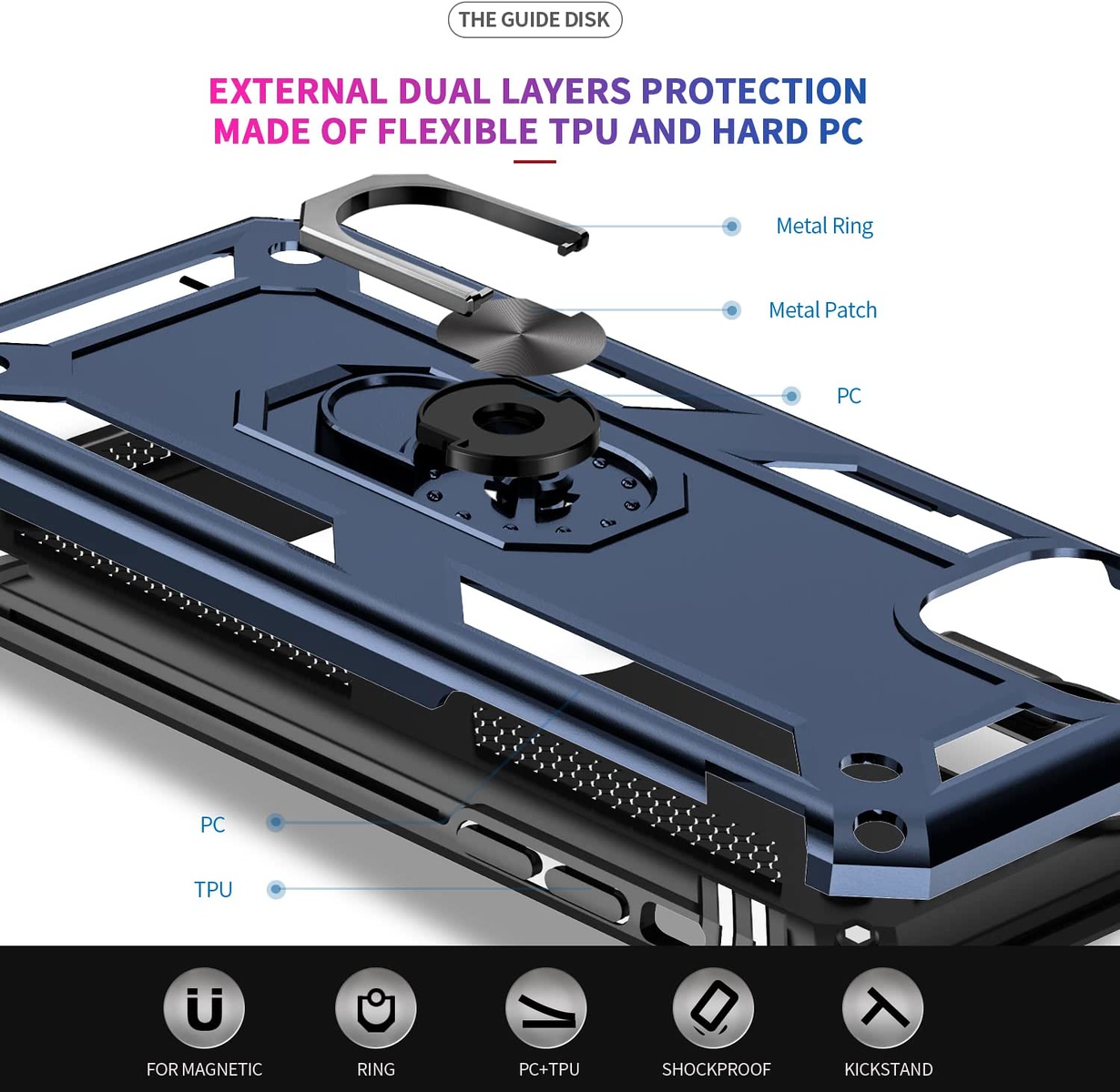 For Motorola Moto G 5G 2025 Shockproof Ring Stand 2in1 Hybrid Case Cover - Picture 25 of 37