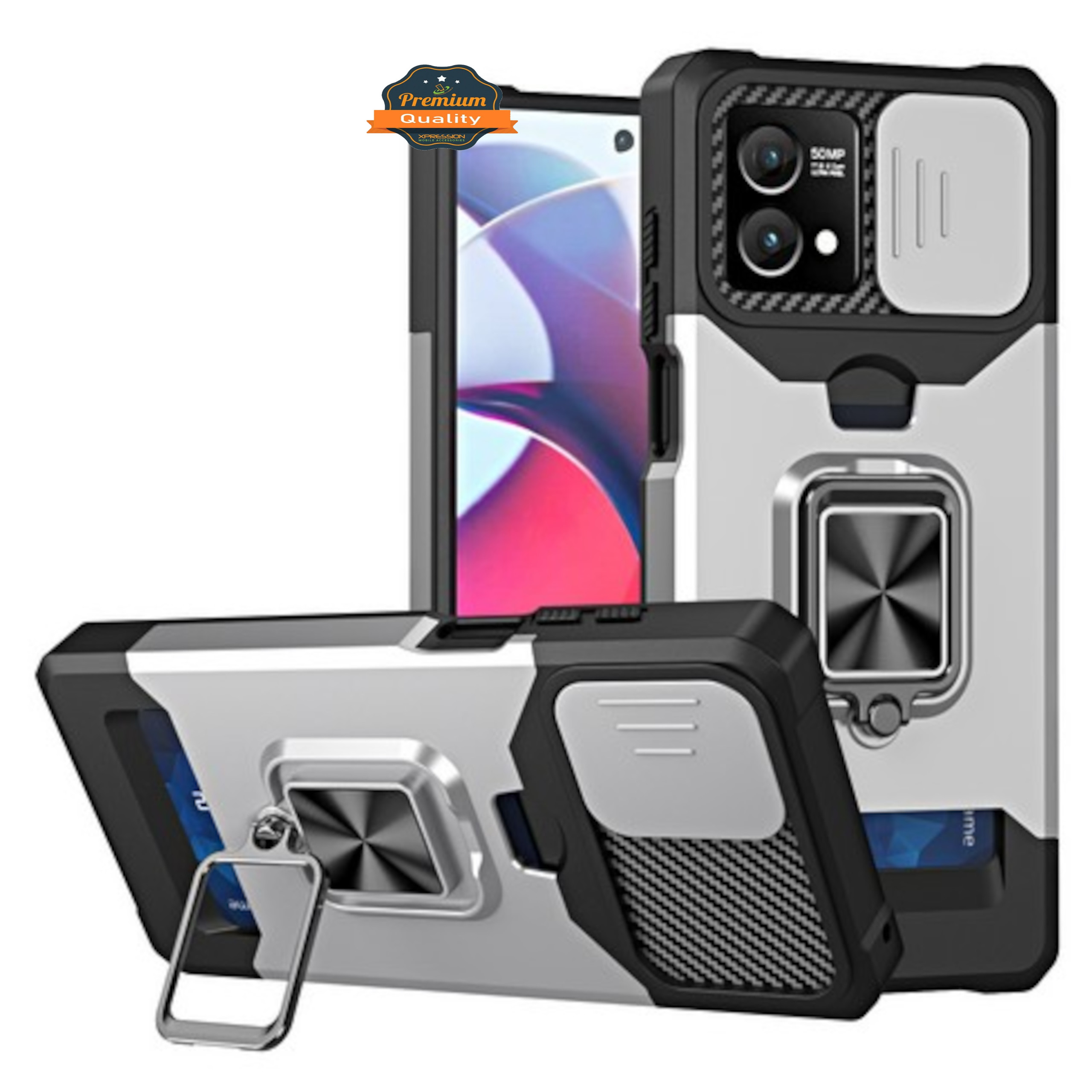 For Motorola Moto G 5G 2025 Hybrid Wallet Card Slot & Ring Stand Lens Case Cover - Picture 42 of 51