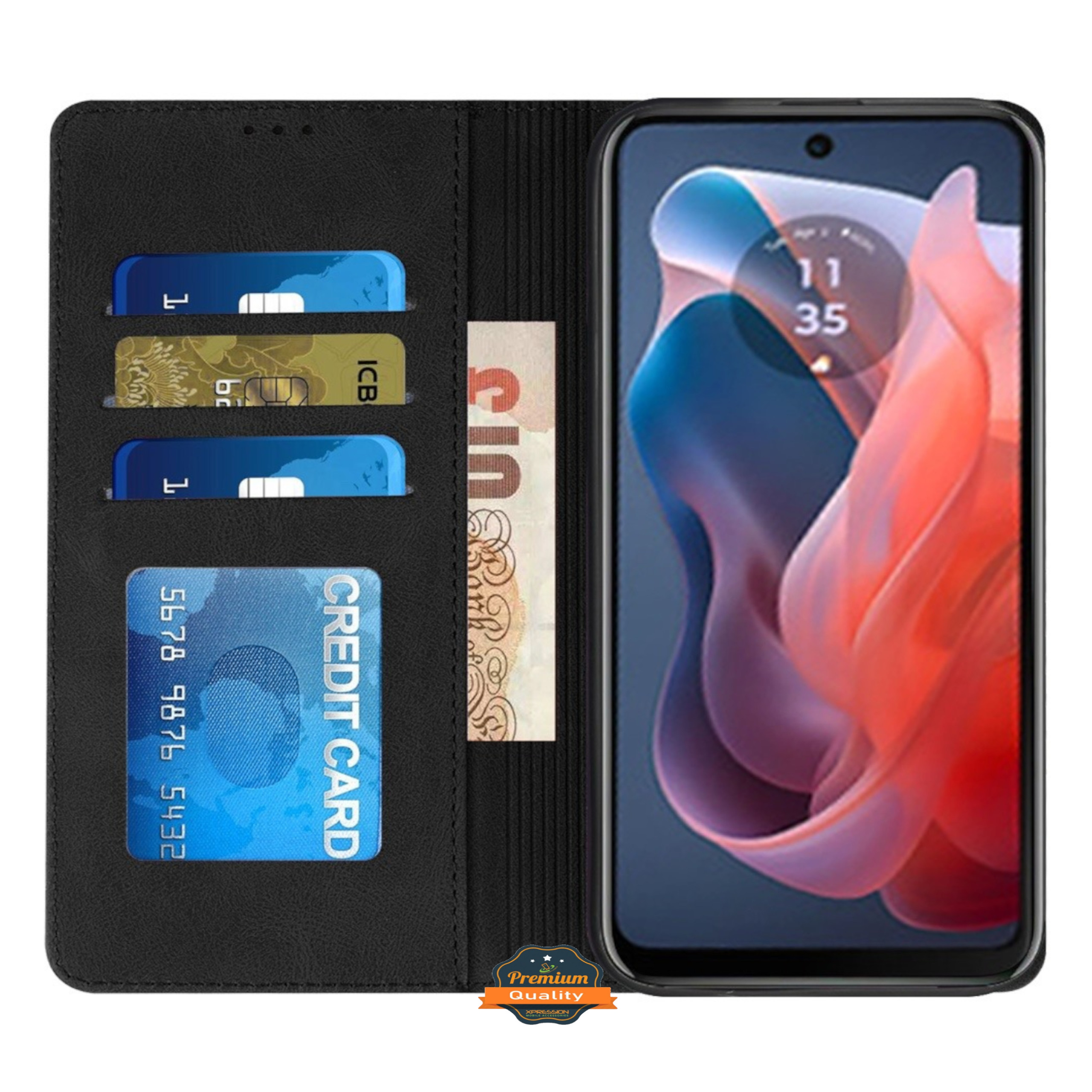 Do Motorola Moto G 5G 2025 Portfel Skórzany Flip Card Etui Etui Etui Etui Pokrowiec - Zdjęcie 14 z 46