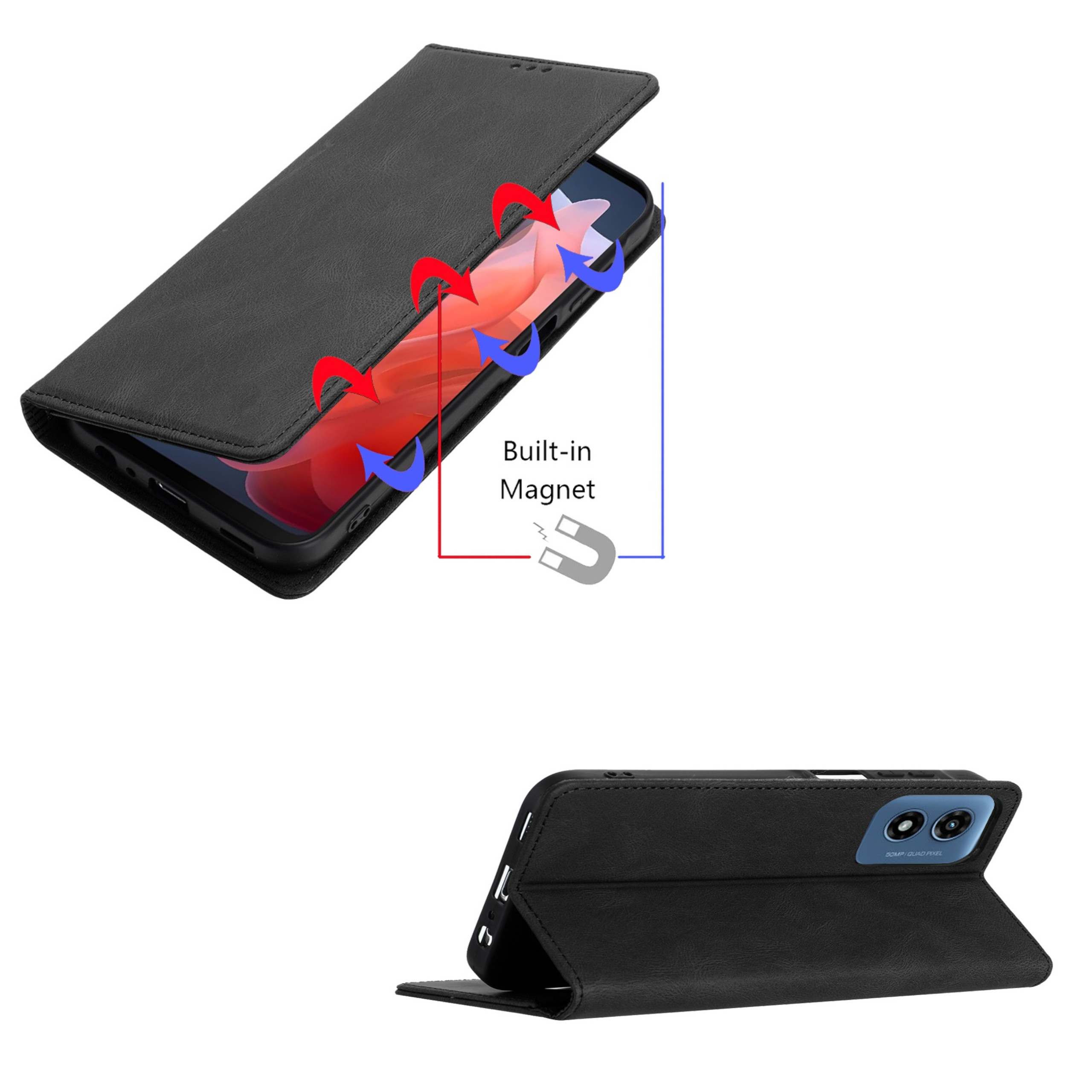 Do Motorola Moto G 5G 2025 Portfel Skórzany Flip Card Etui Etui Etui Etui Pokrowiec - Zdjęcie 13 z 46