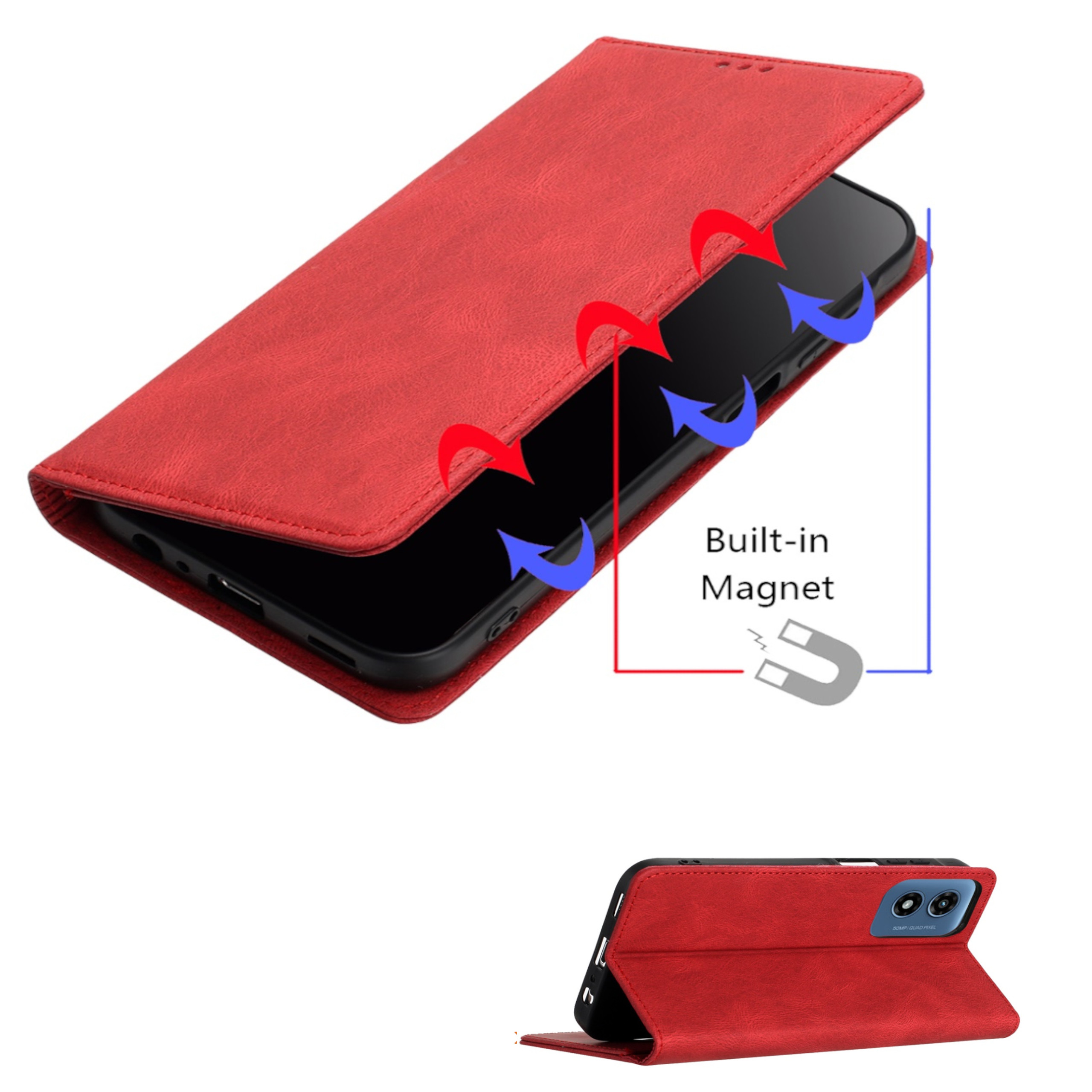 Do Motorola Moto G 5G 2025 Portfel Skórzany Flip Card Etui Etui Etui Etui Pokrowiec - Zdjęcie 19 z 46