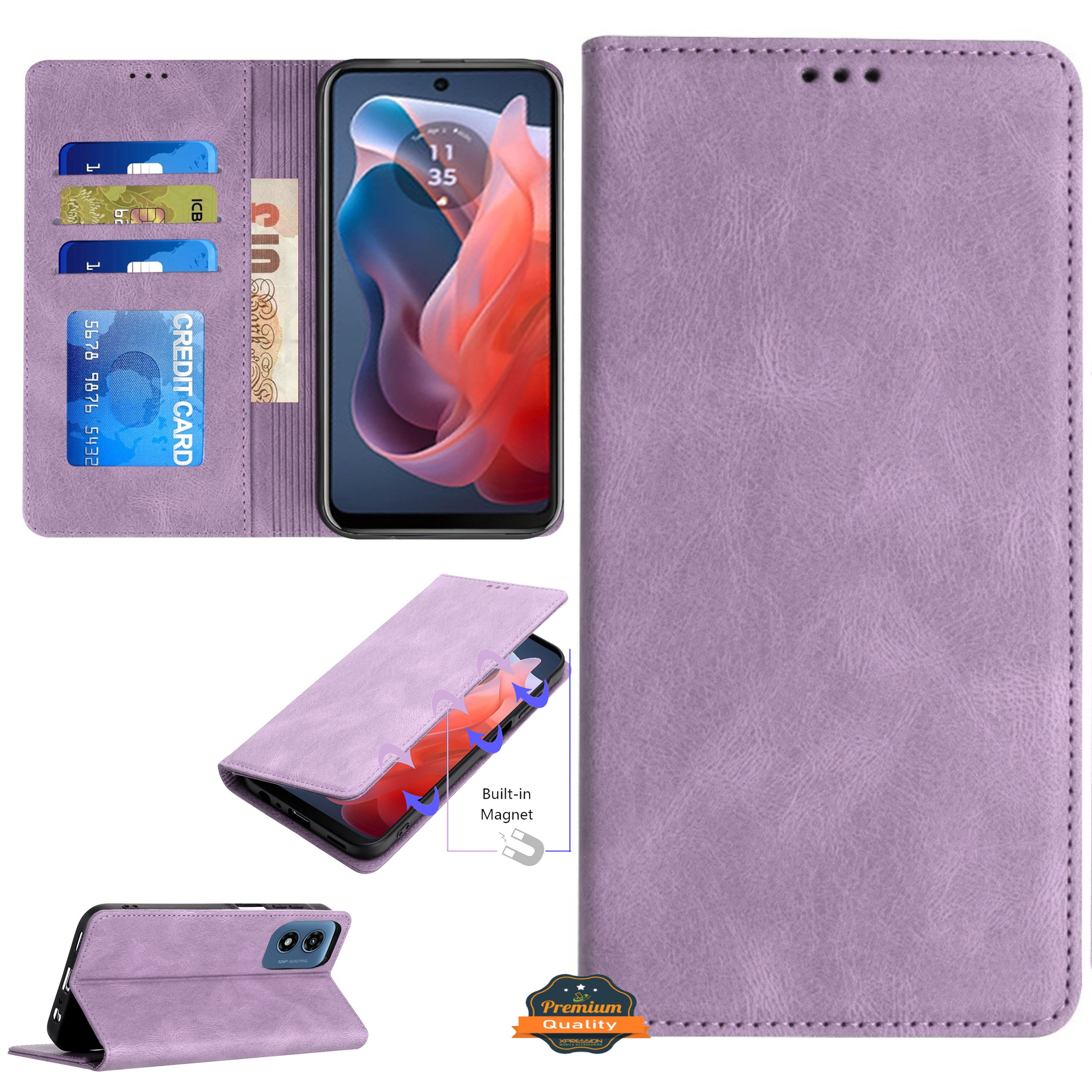 Do Motorola Moto G 5G 2025 Portfel Skórzany Flip Card Etui Etui Etui Etui Pokrowiec - Zdjęcie 23 z 46