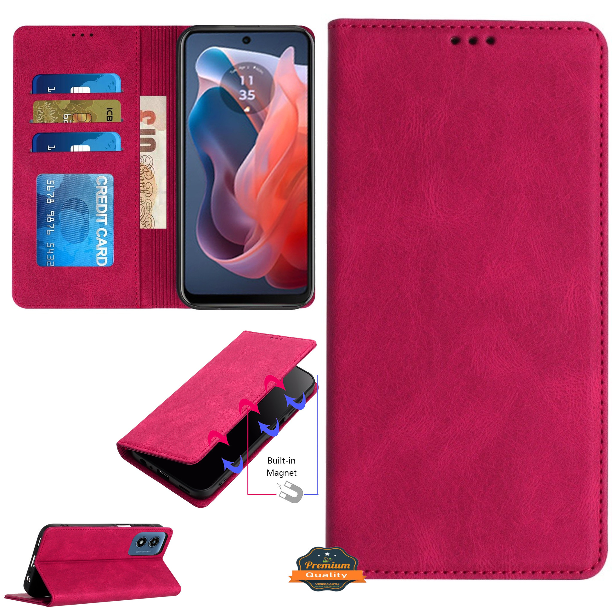 Do Motorola Moto G 5G 2025 Portfel Skórzany Flip Card Etui Etui Etui Etui Pokrowiec - Zdjęcie 34 z 46