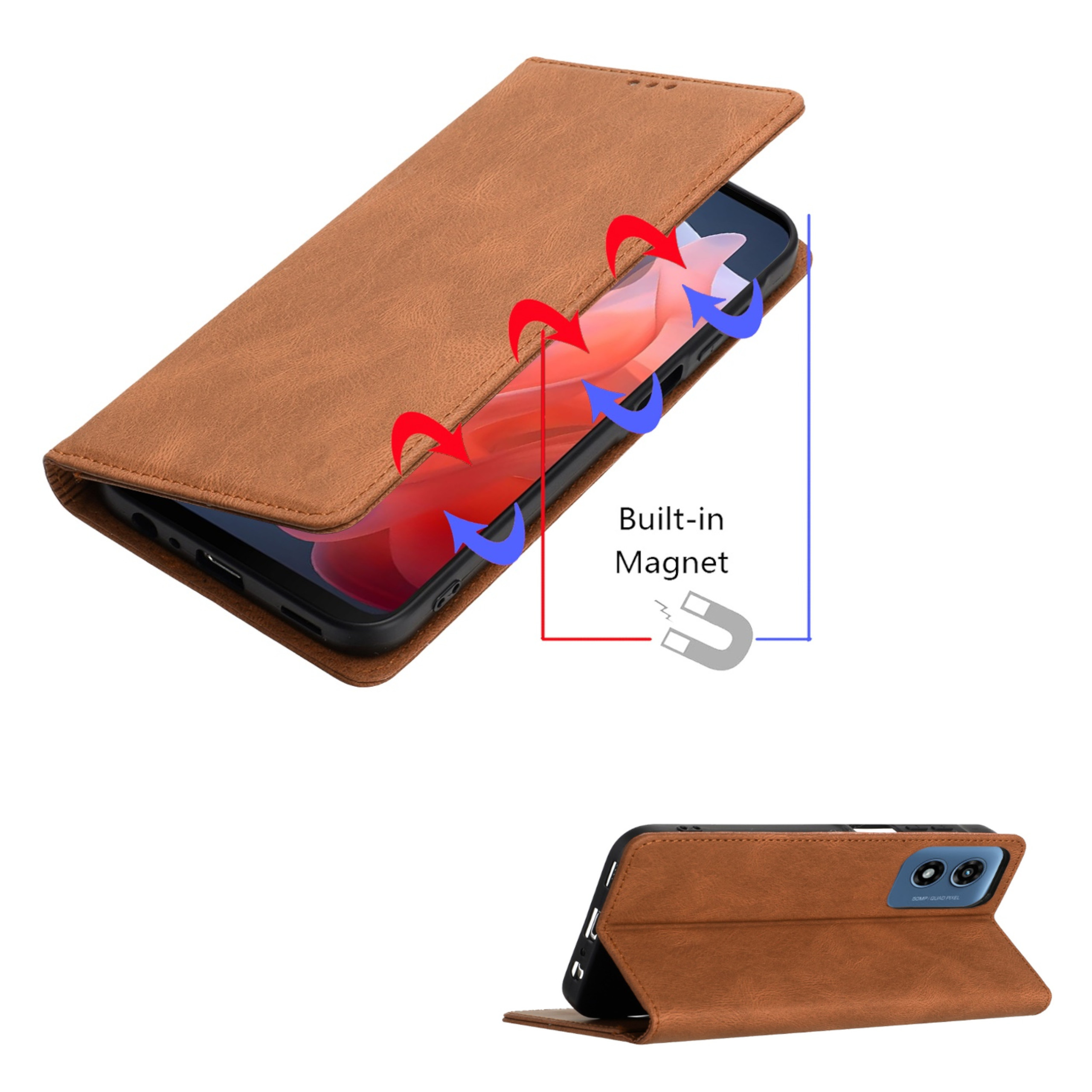 Do Motorola Moto G 5G 2025 Portfel Skórzany Flip Card Etui Etui Etui Etui Pokrowiec - Zdjęcie 37 z 46