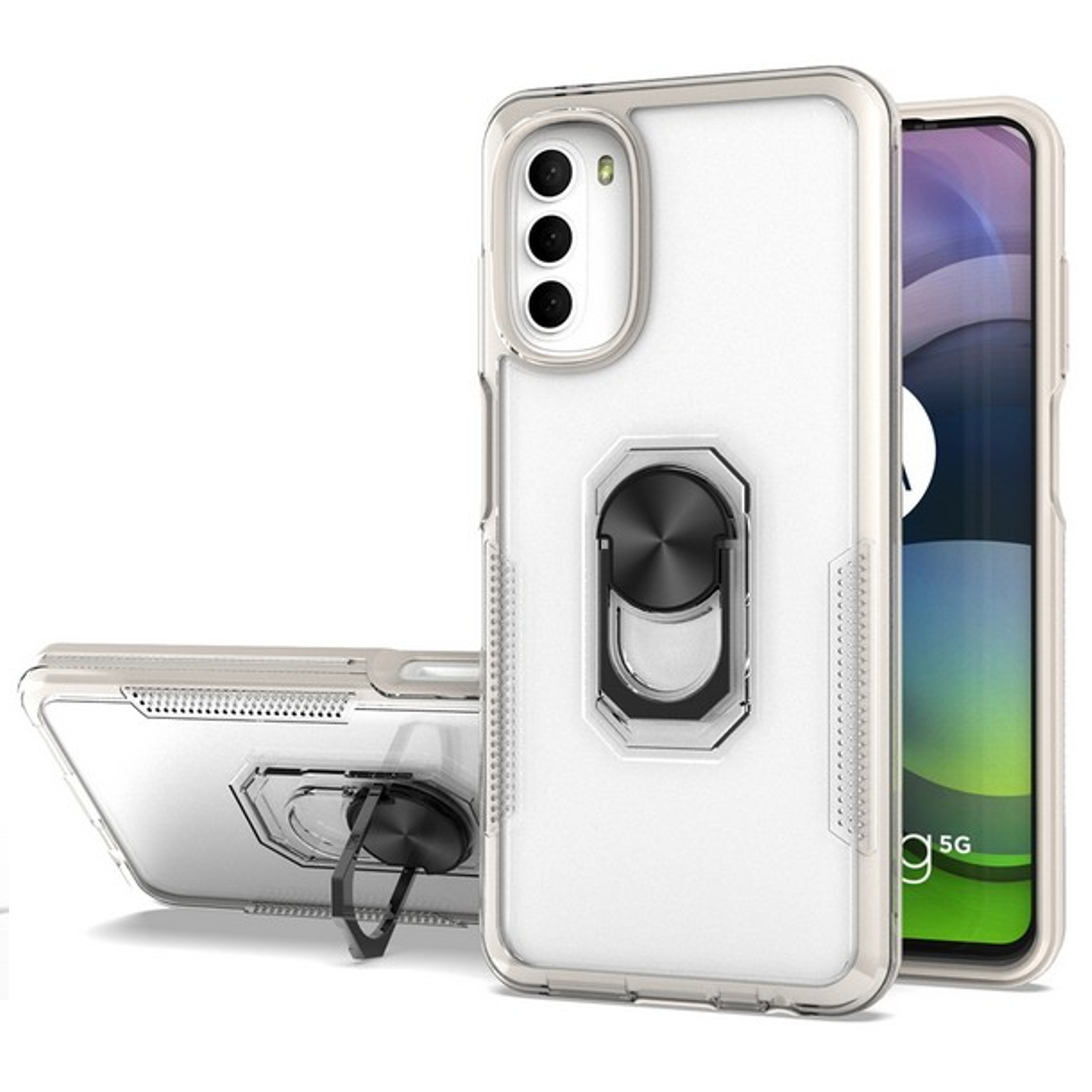 Funda protectora con soporte de anillo híbrido transparente para Motorola Moto G Stylus 5G 22 - Imagen 10 de 50