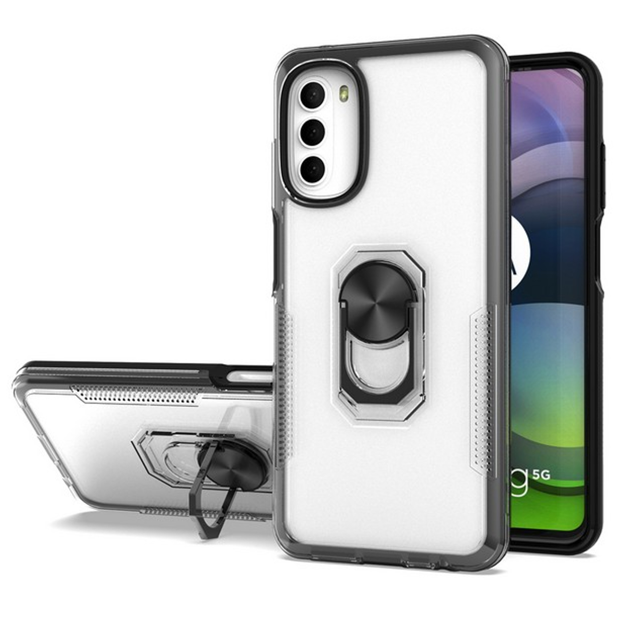Funda protectora con soporte de anillo híbrido transparente para Motorola Moto G Stylus 5G 22 - Imagen 17 de 50