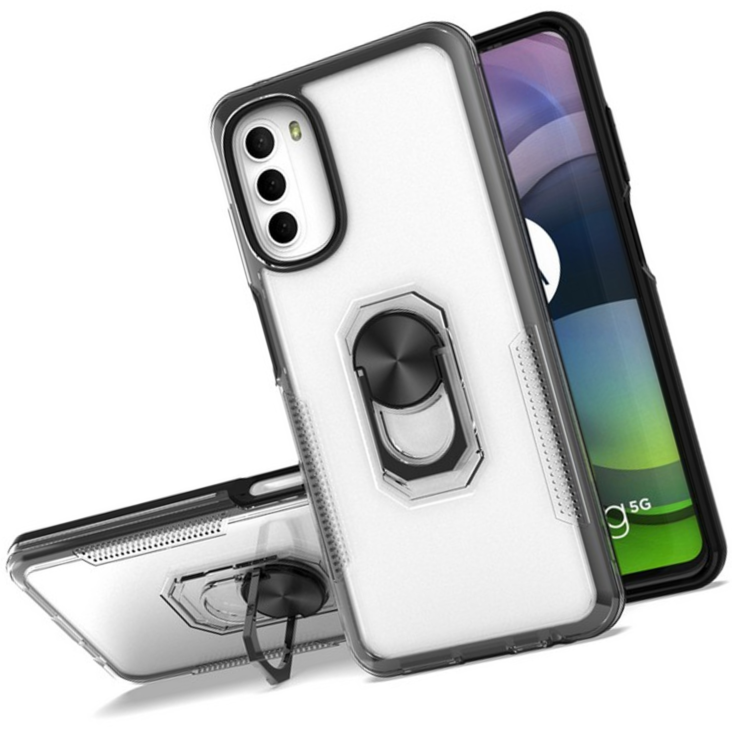 Funda protectora con soporte de anillo híbrido transparente para Motorola Moto G Stylus 5G 22 - Imagen 18 de 50