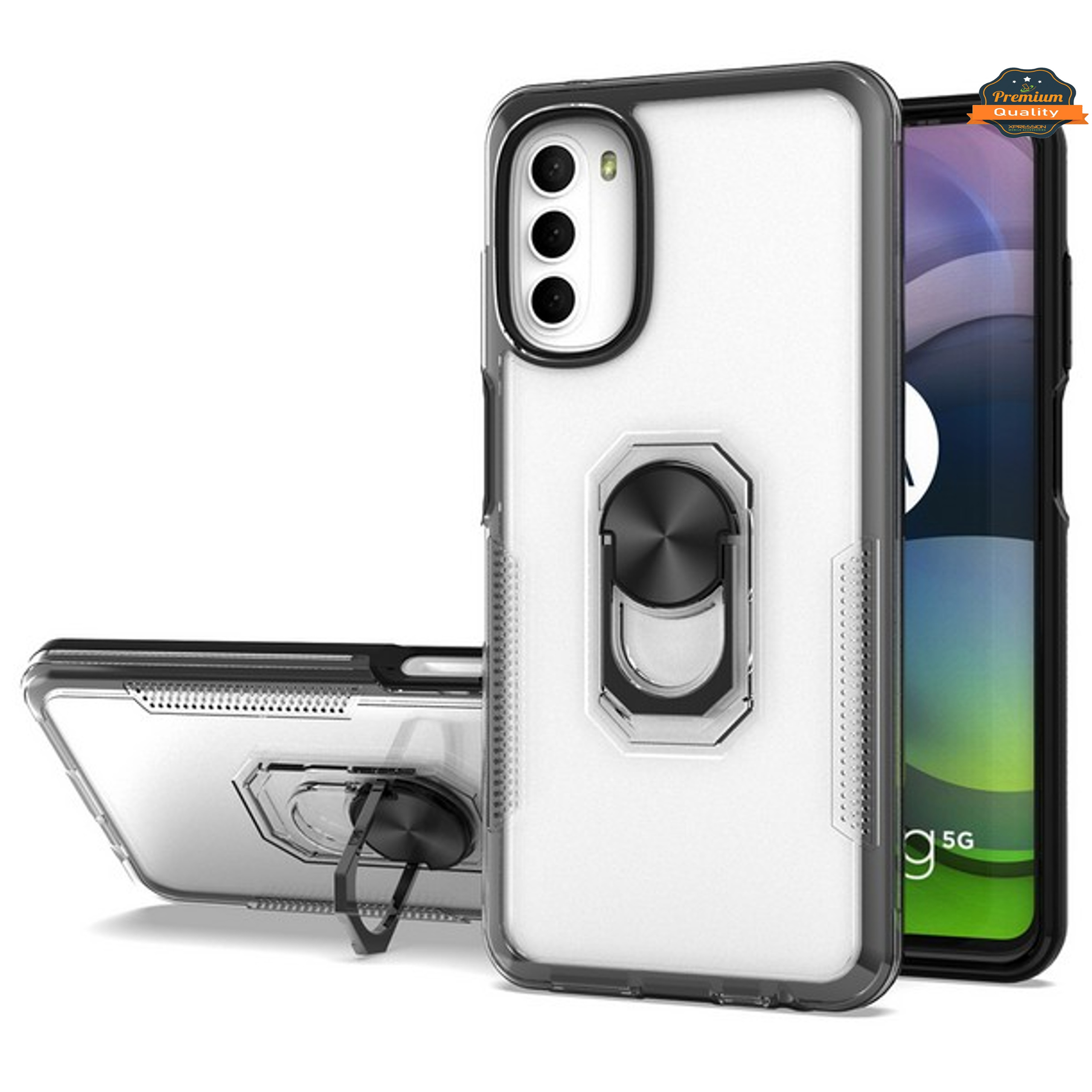 Funda protectora con soporte de anillo híbrido transparente para Motorola Moto G Stylus 5G 22 - Imagen 16 de 50