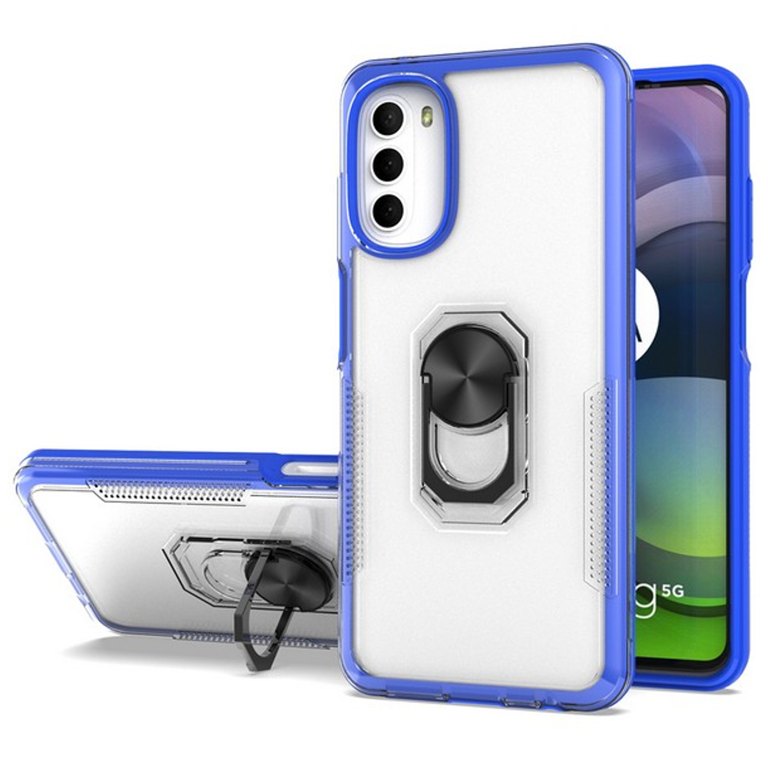 Funda protectora con soporte de anillo híbrido transparente para Motorola Moto G Stylus 5G 22 - Imagen 24 de 50