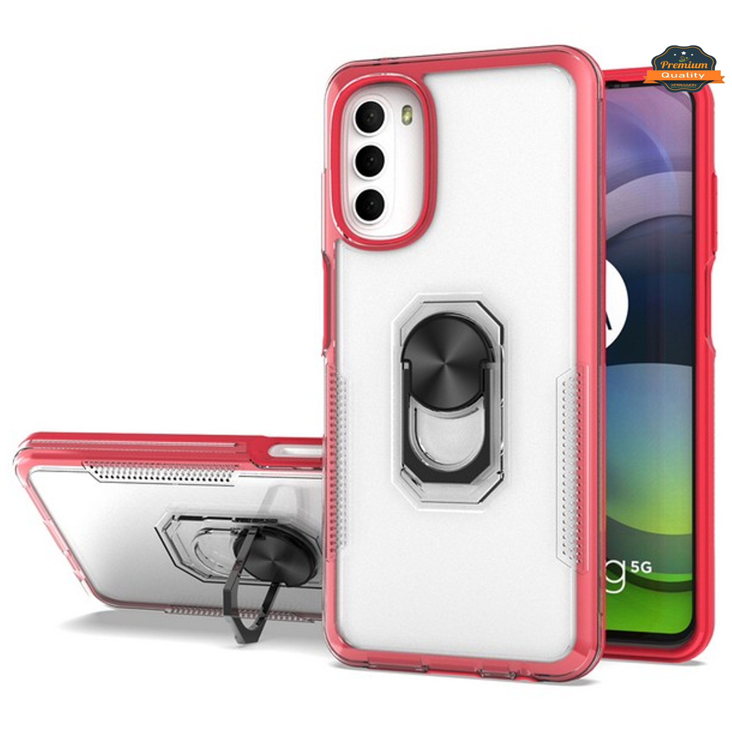 Funda protectora con soporte de anillo híbrido transparente para Motorola Moto G Stylus 5G 22 - Imagen 30 de 50