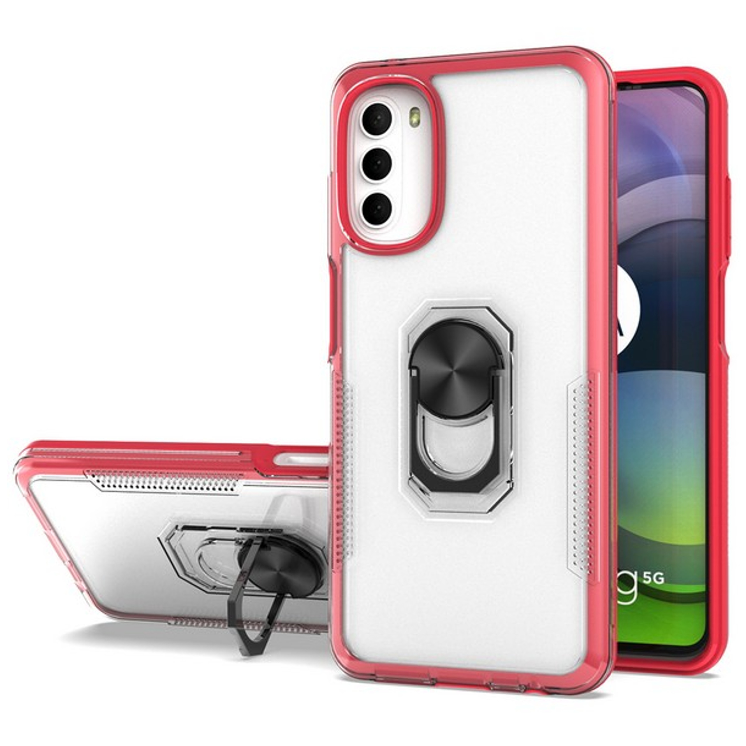 Funda protectora con soporte de anillo híbrido transparente para Motorola Moto G Stylus 5G 22 - Imagen 31 de 50