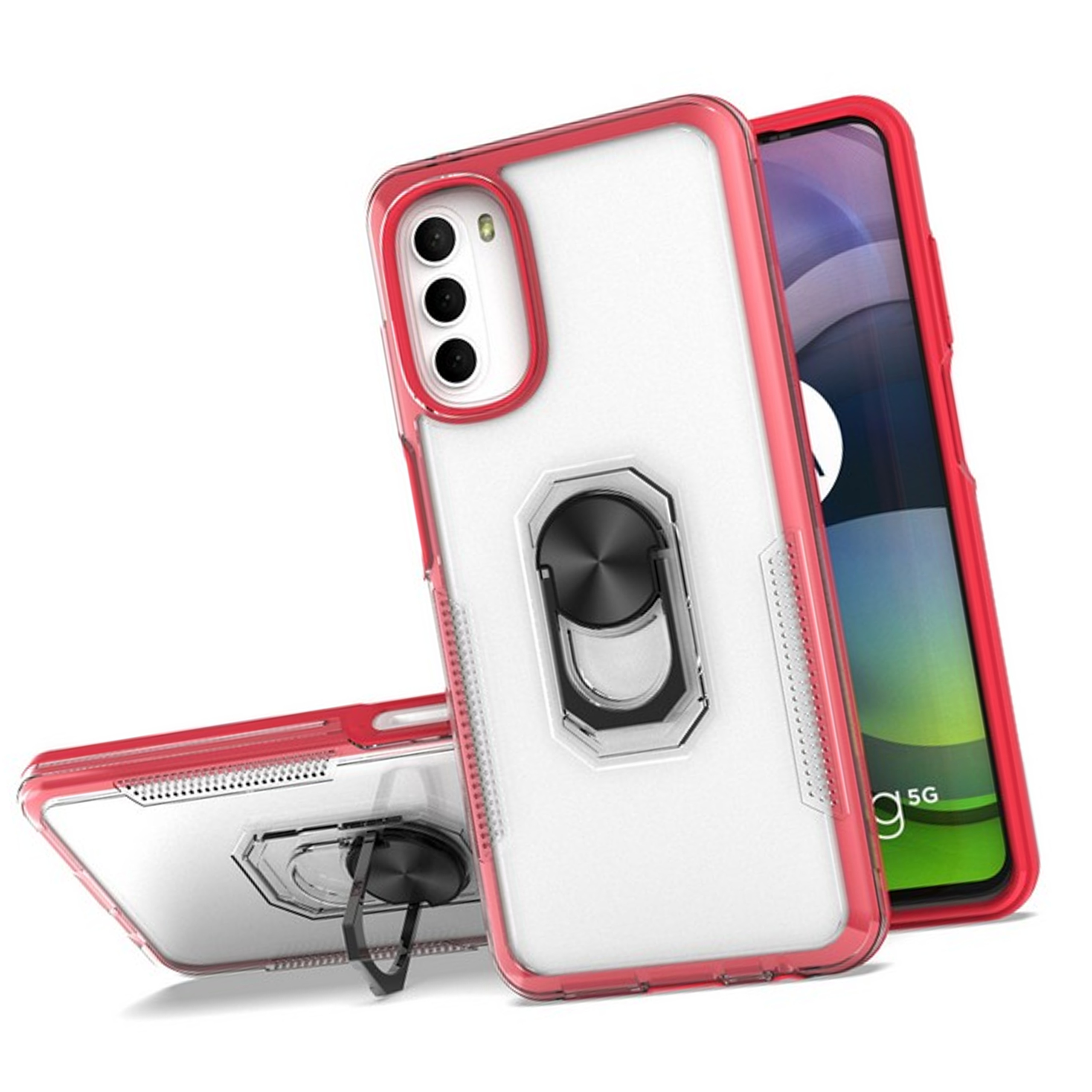 Funda protectora con soporte de anillo híbrido transparente para Motorola Moto G Stylus 5G 22 - Imagen 32 de 50