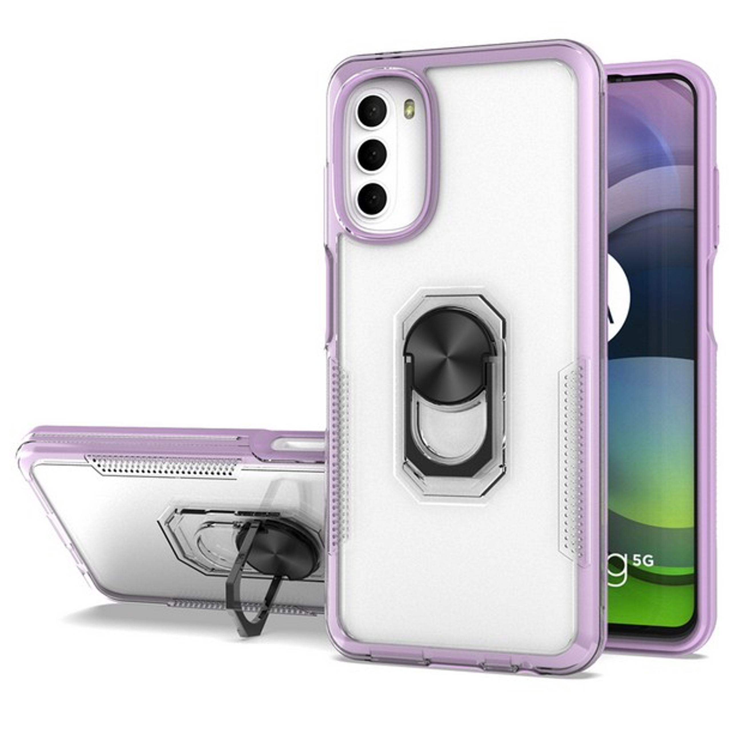 Funda protectora con soporte de anillo híbrido transparente para Motorola Moto G Stylus 5G 22 - Imagen 38 de 50