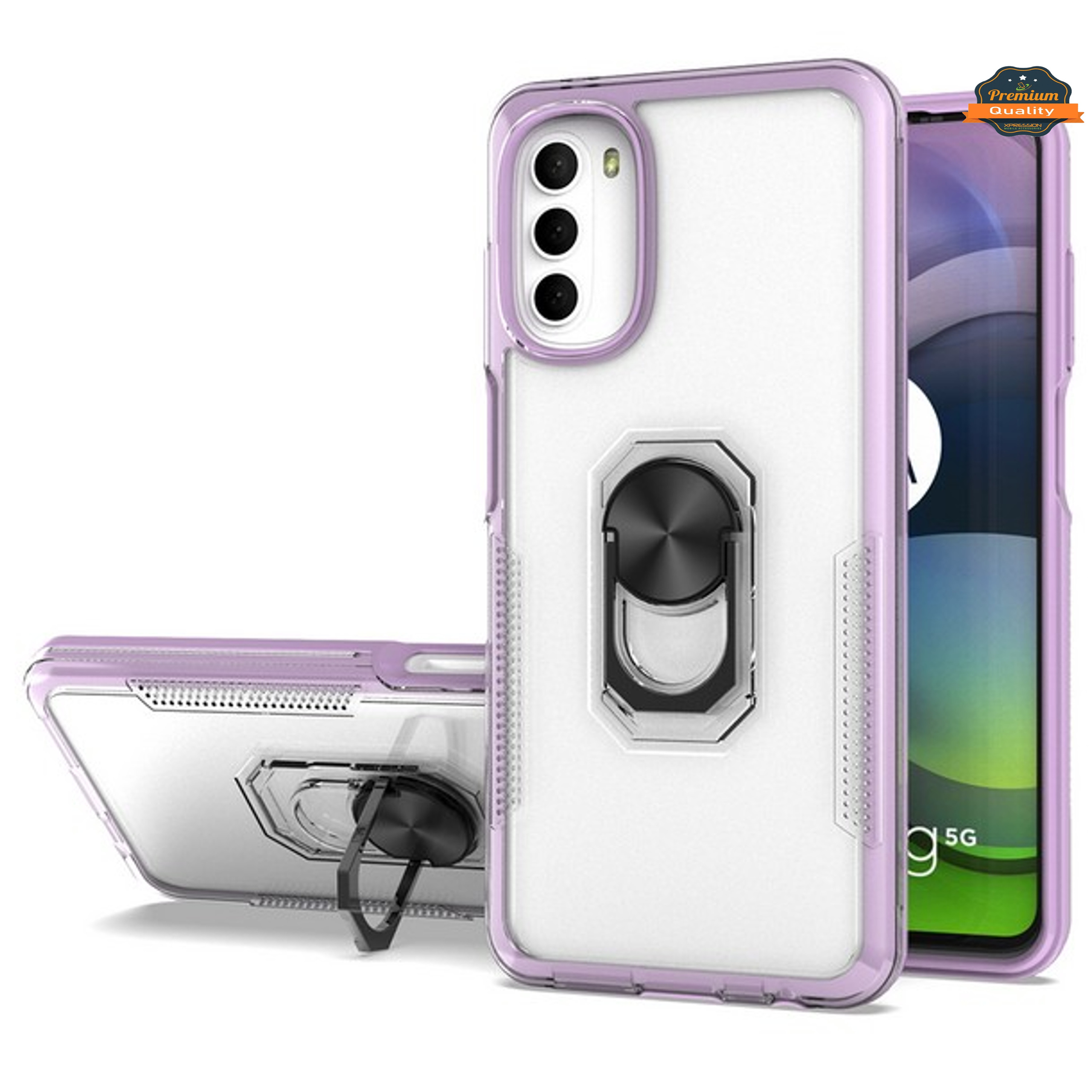 Funda protectora con soporte de anillo híbrido transparente para Motorola Moto G Stylus 5G 22 - Imagen 37 de 50