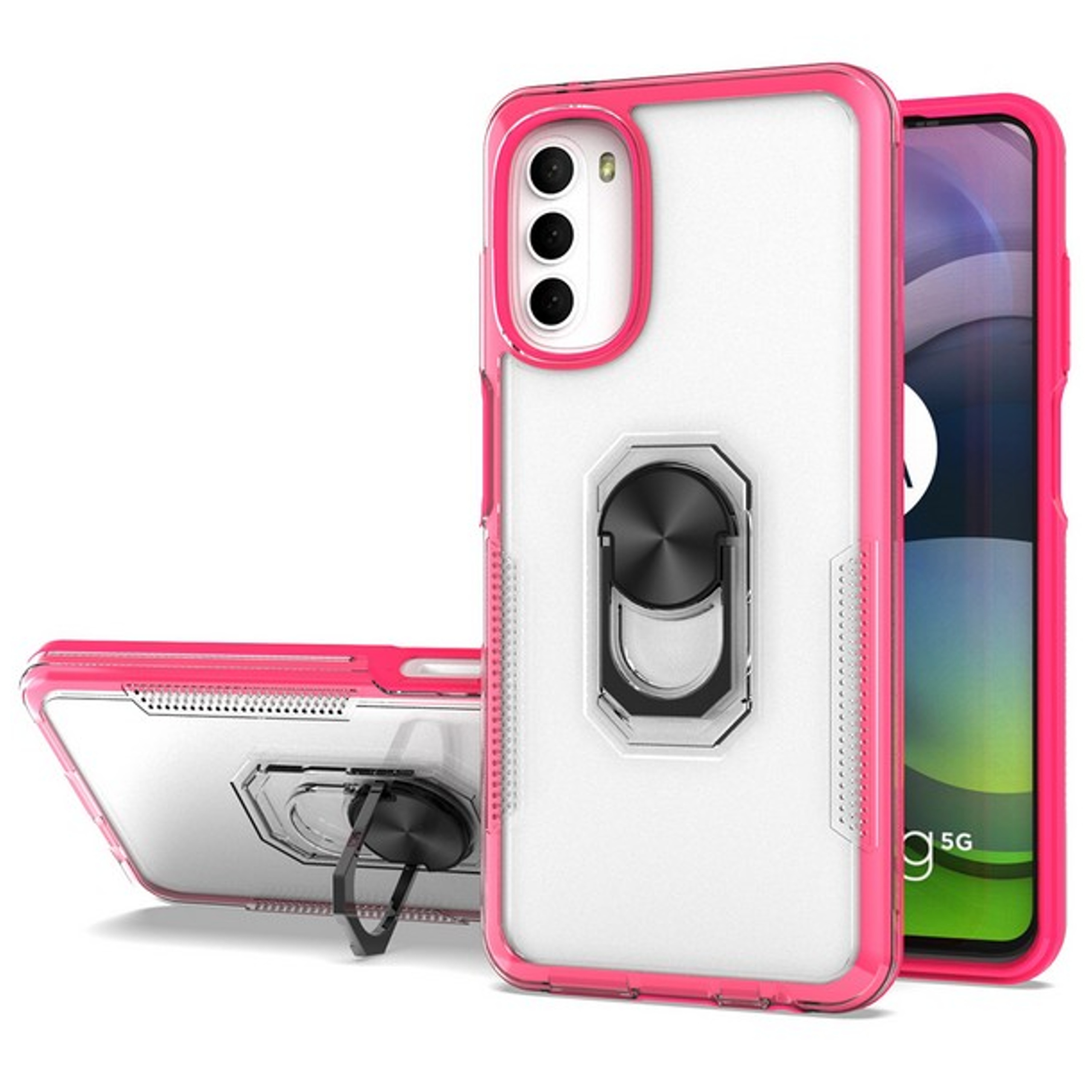 Funda protectora con soporte de anillo híbrido transparente para Motorola Moto G Stylus 5G 22 - Imagen 45 de 50