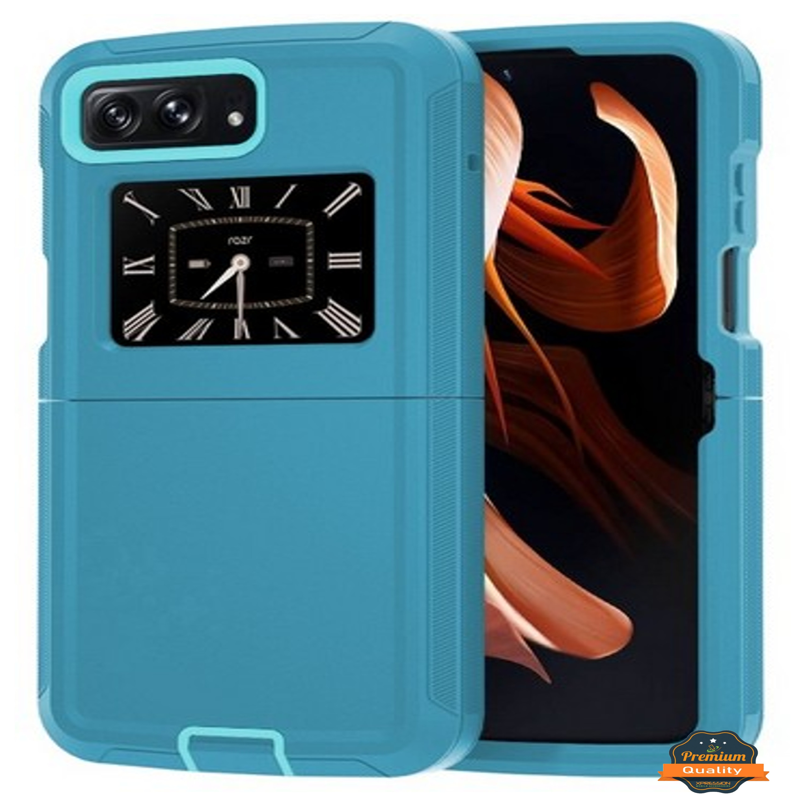 Funda protectora de poliuretano termoplástico de goma doble capa resistente con parachoques híbrido para Motorola Razr 2022 - Imagen 37 de 45
