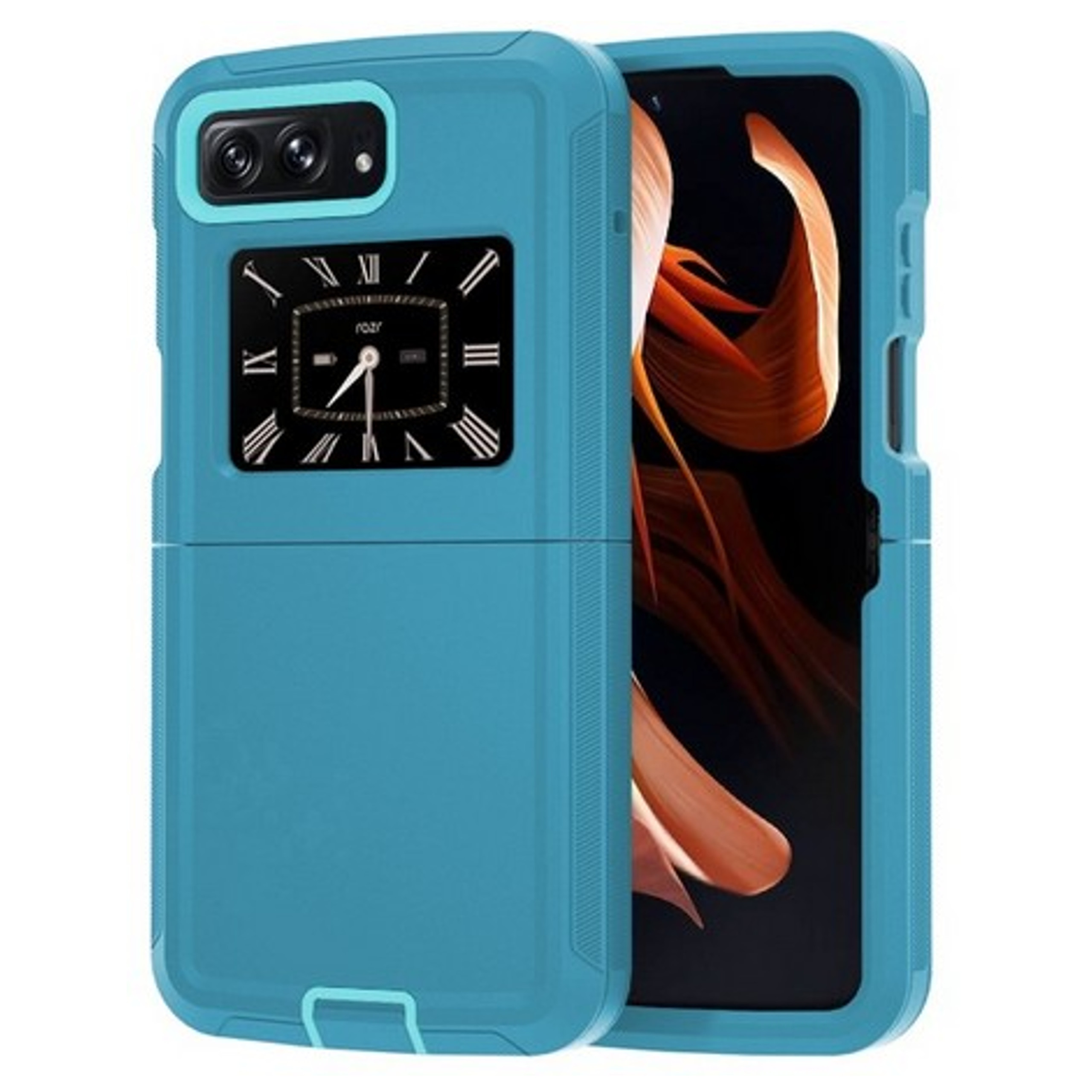 Funda protectora de poliuretano termoplástico de goma doble capa resistente con parachoques híbrido para Motorola Razr 2022 - Imagen 38 de 45