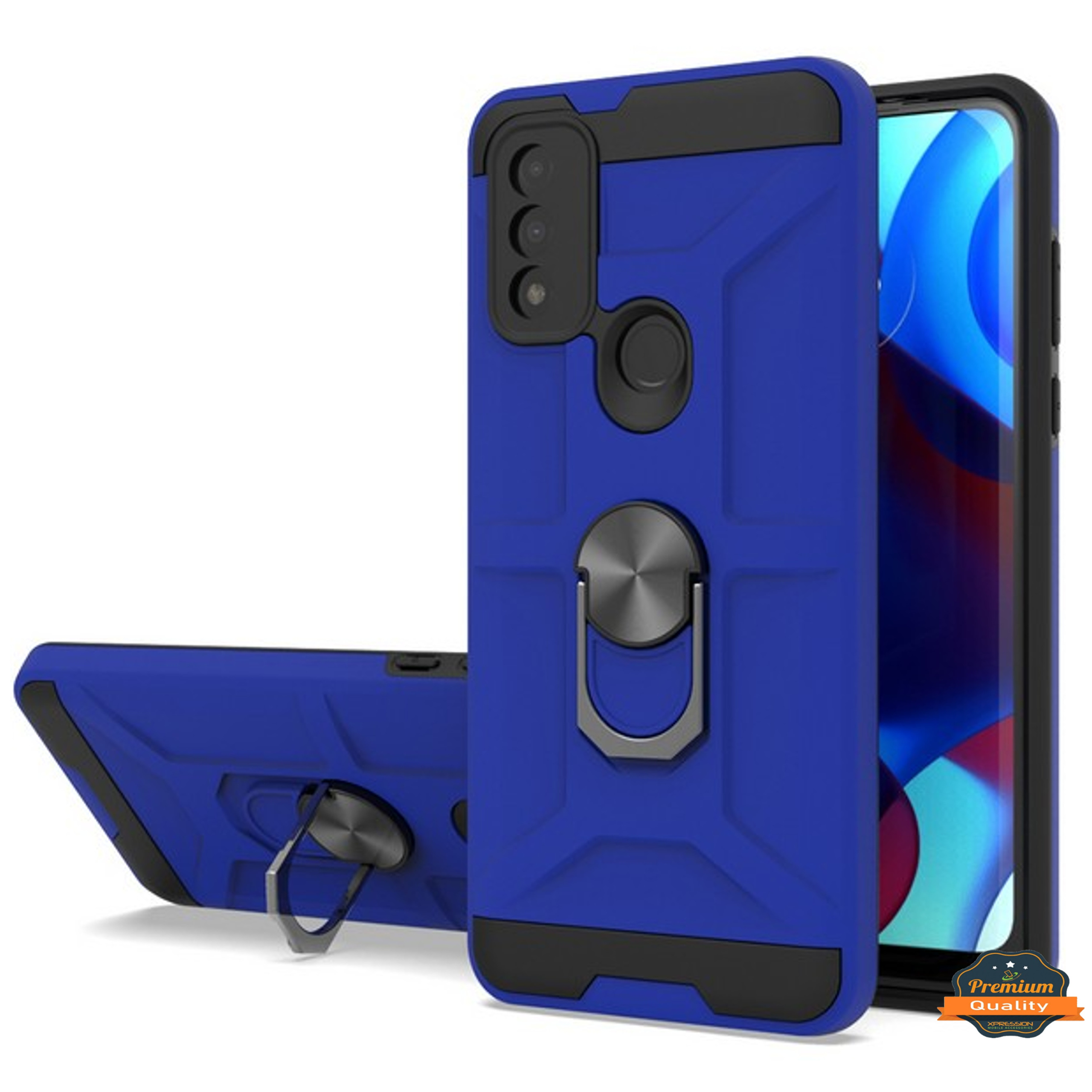 For Revvl 6X Pro 5G Hybrid 360° Ring Stand Rubber Silicone Shockproof Case Cover - Picture 20 of 73