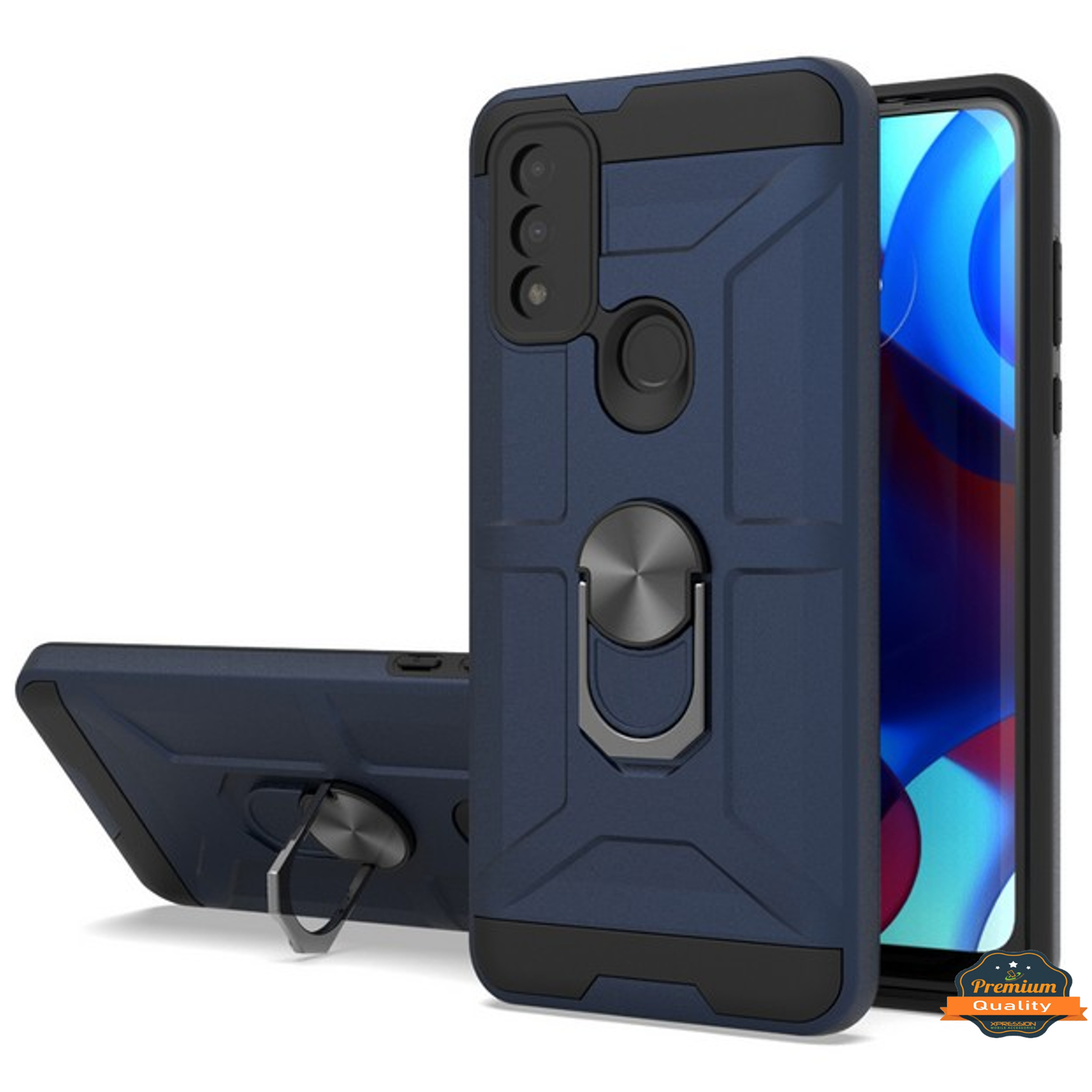 For Revvl 6X Pro 5G Hybrid 360° Ring Stand Rubber Silicone Shockproof Case Cover - Picture 65 of 73