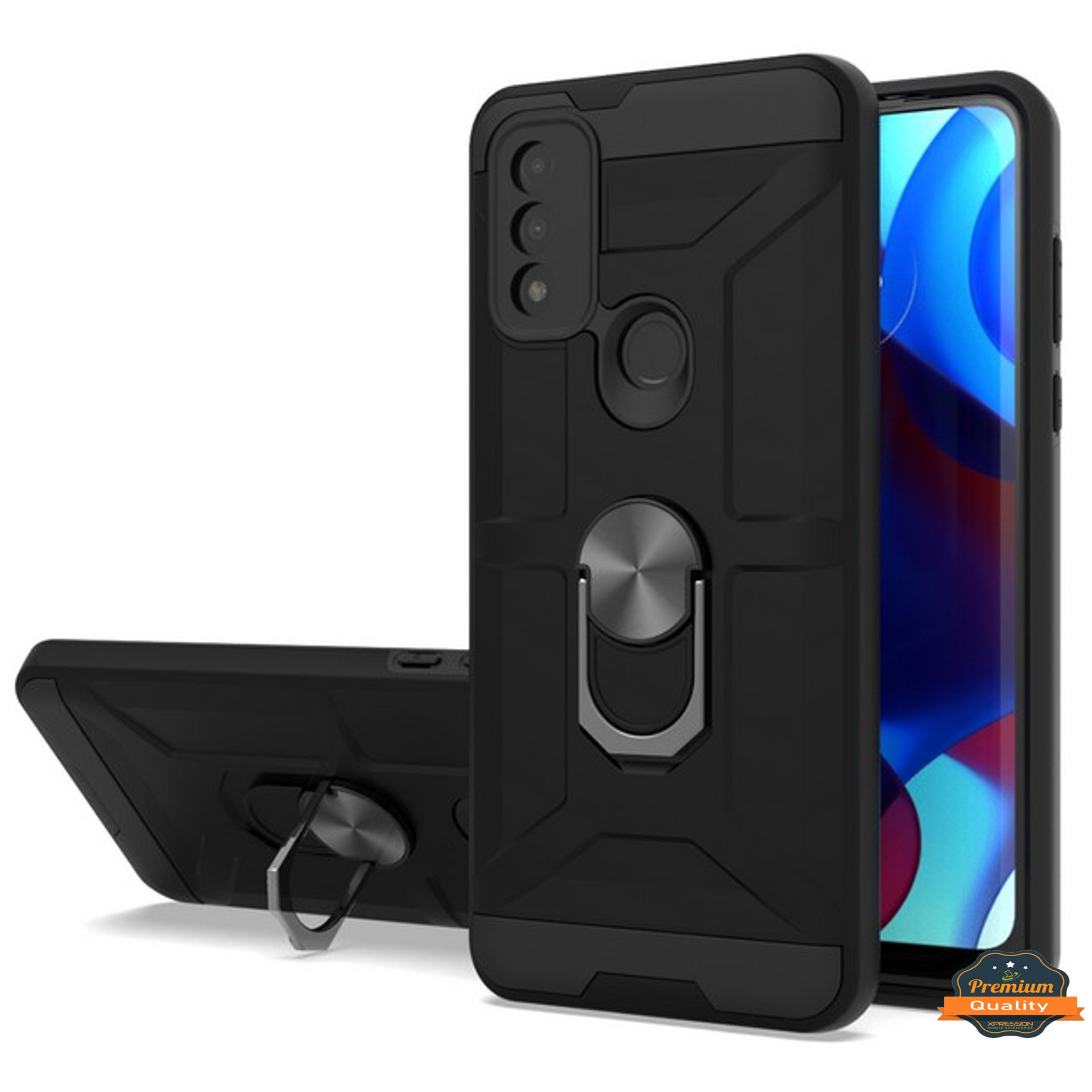 For Revvl 6X Pro 5G Hybrid 360° Ring Stand Rubber Silicone Shockproof Case Cover - Picture 11 of 73