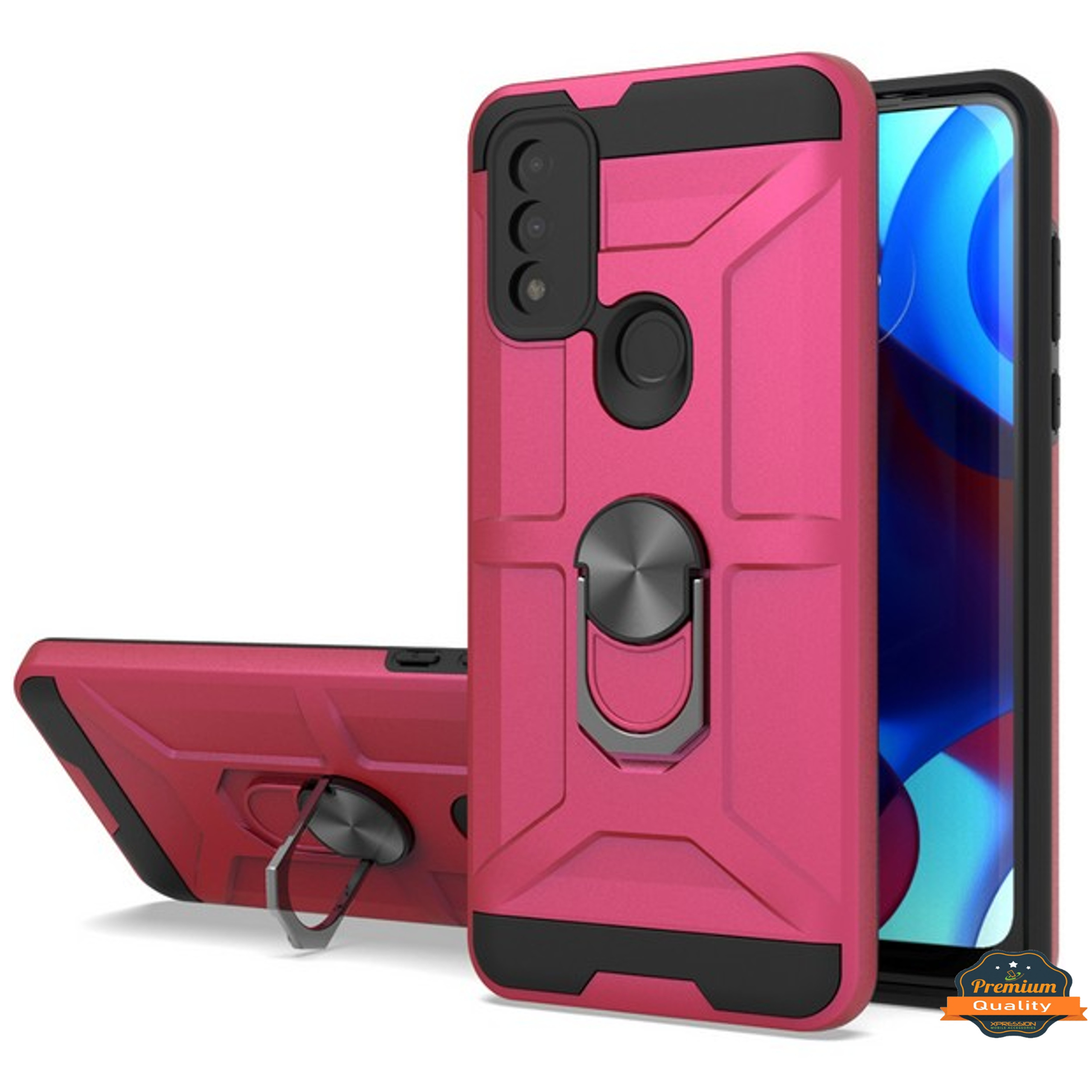 For Revvl 6X Pro 5G Hybrid 360° Ring Stand Rubber Silicone Shockproof Case Cover - Picture 56 of 73