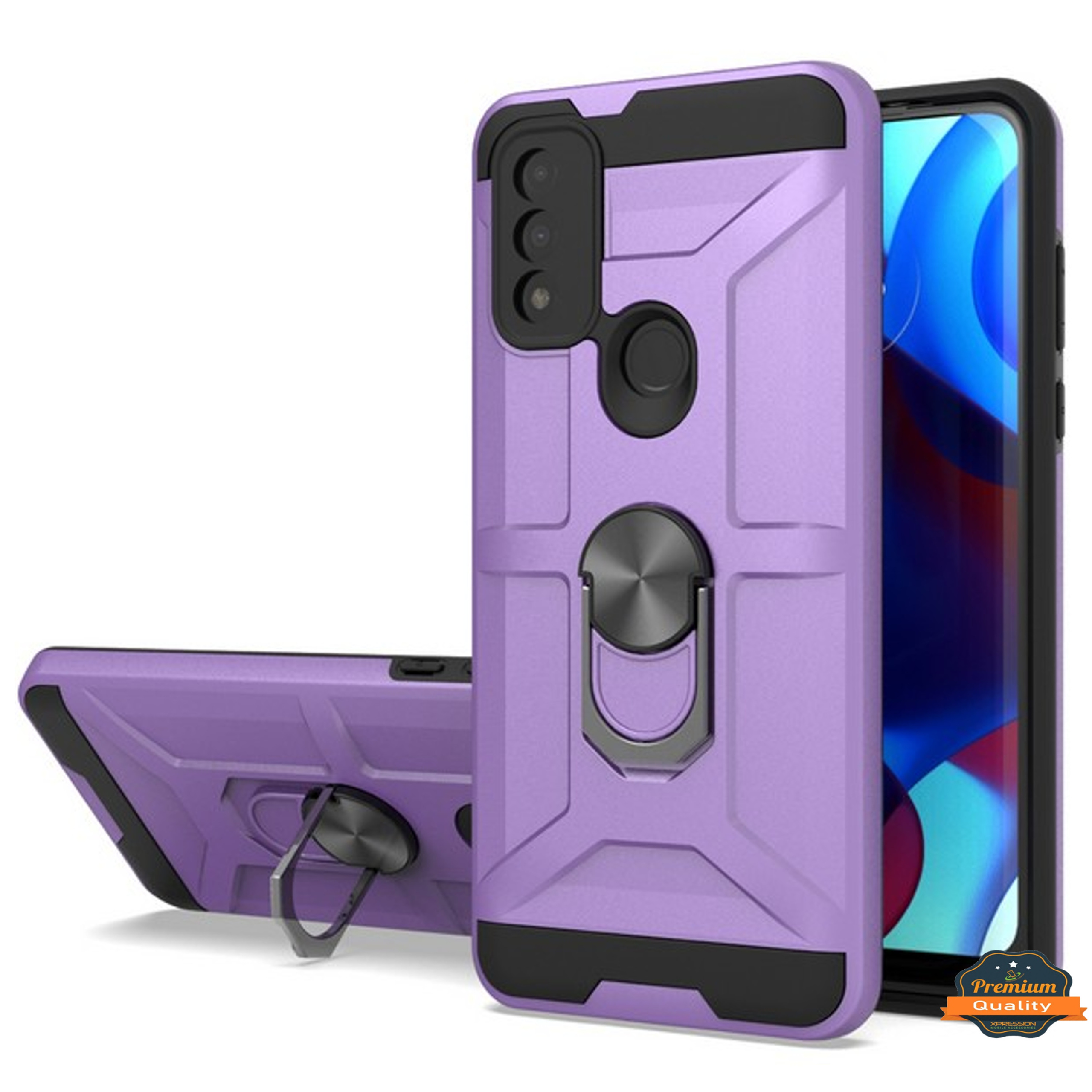 For Revvl 6X Pro 5G Hybrid 360° Ring Stand Rubber Silicone Shockproof Case Cover - Picture 47 of 73
