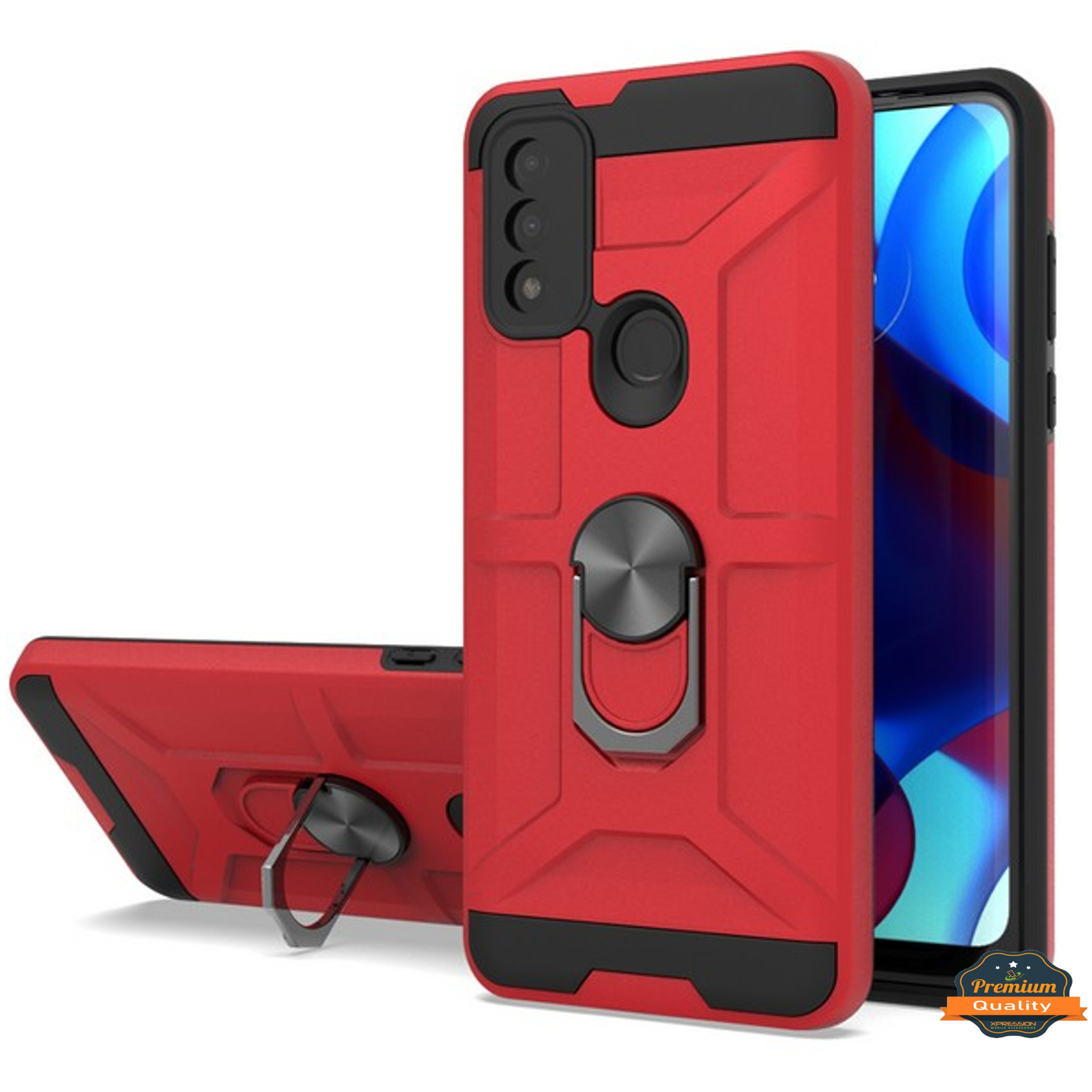 For Revvl 6X Pro 5G Hybrid 360° Ring Stand Rubber Silicone Shockproof Case Cover - Picture 38 of 73