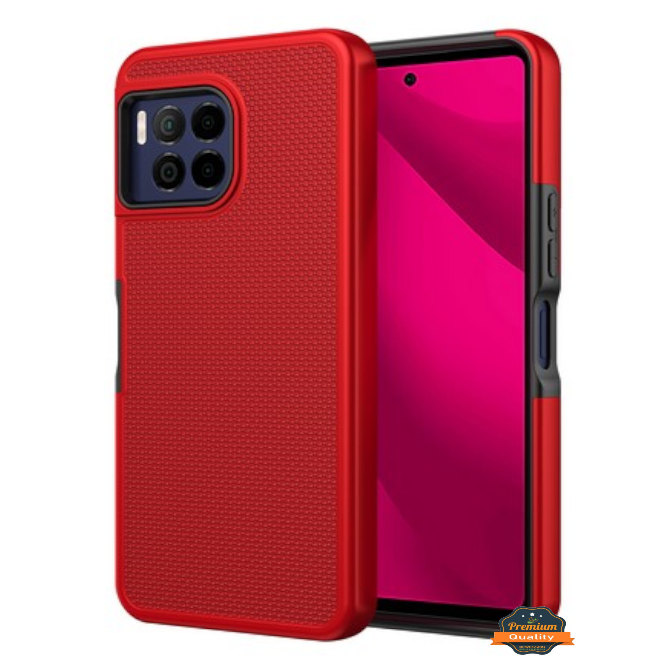 For Revvl 7 Pro 5G (T-Mobile) Dual Layer Slim Hybrid Textured Rugged Case Cover - Picture 29 of 49