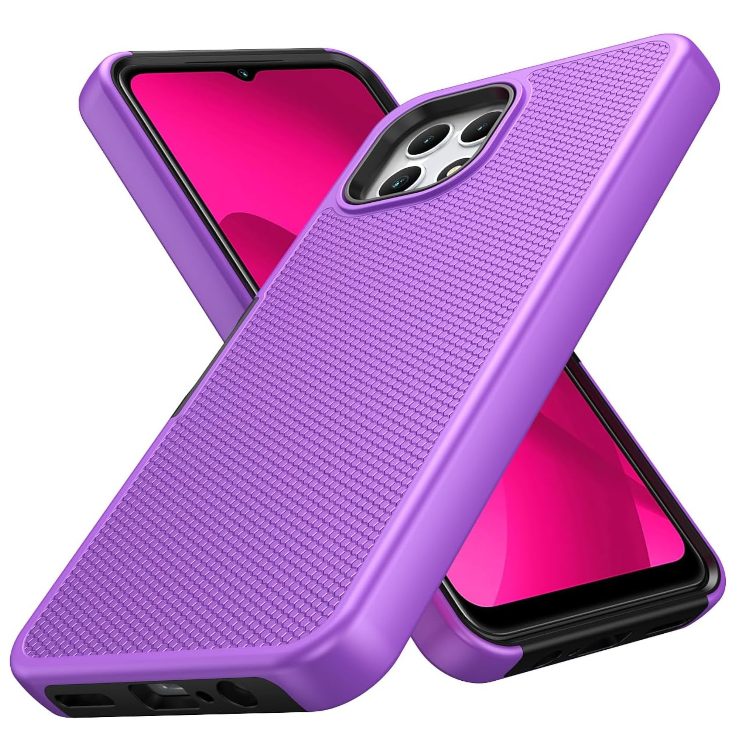 For Revvl 7 Pro 5G (T-Mobile) Dual Layer Slim Hybrid Textured Rugged Case Cover - Picture 38 of 49