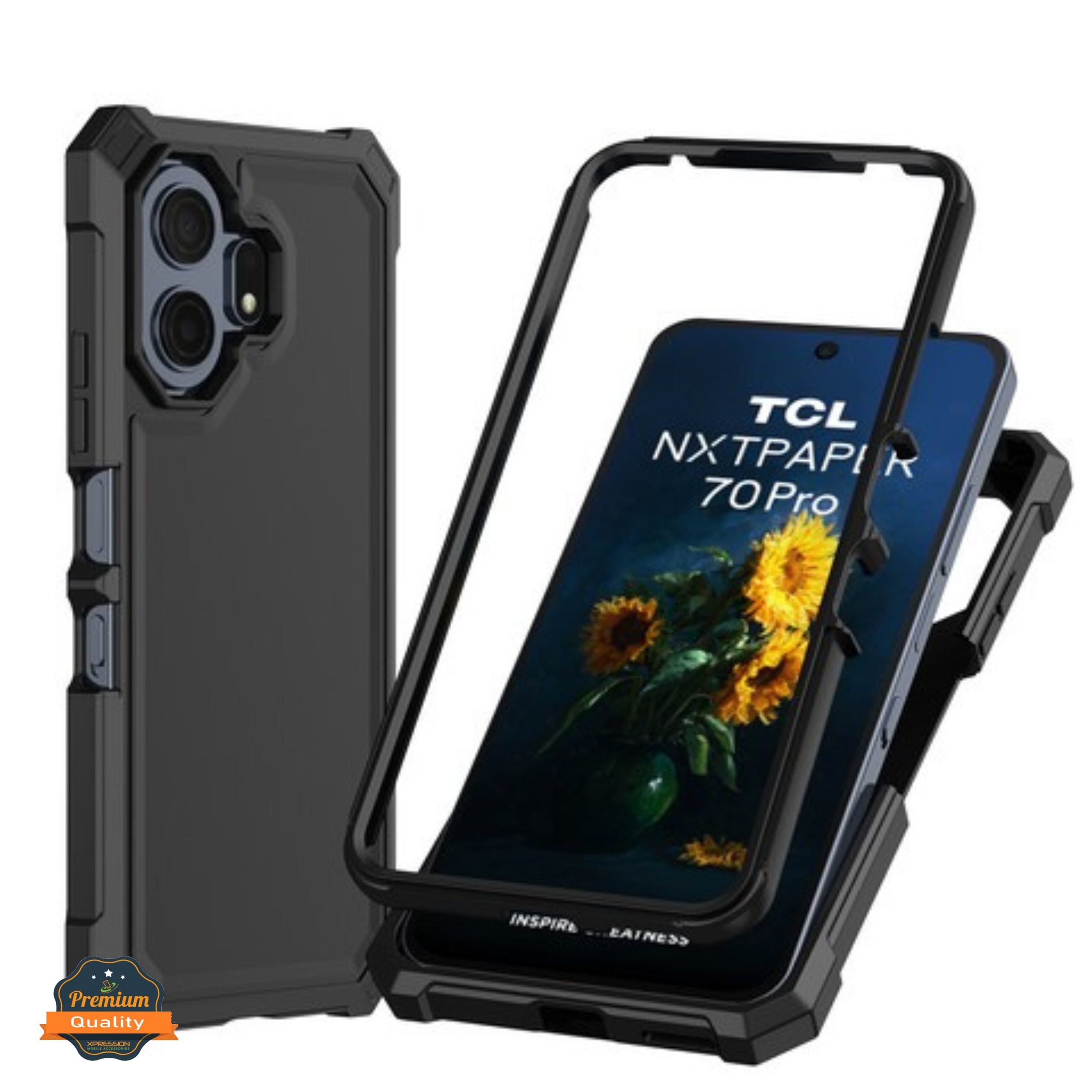 Case for TCL NXTPAPER TCL 70 Pro Hybrid 2in1 Front Frame Edge TPU Hard PC Cover