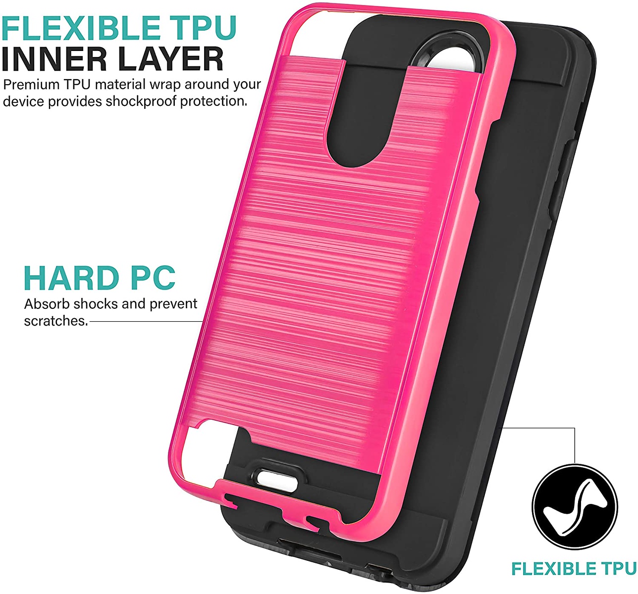 Funda híbrida delgada resistente textura cepillada para Boost Mobile Celero 5G (2023) - Imagen 47 de 65