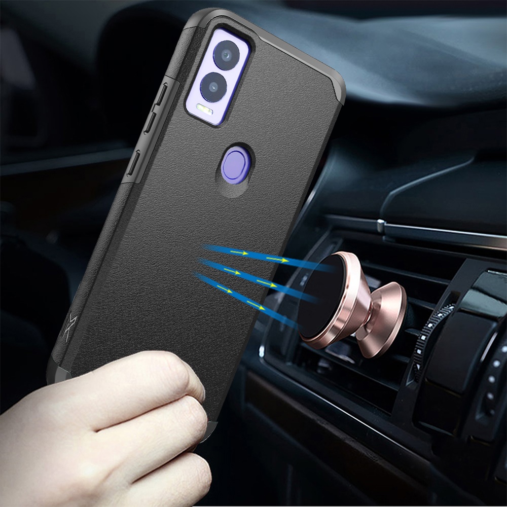 Funda protectora rígida de goma híbrida de doble capa para AT&T Propel 5G absorción de impactos - Imagen 68 de 73