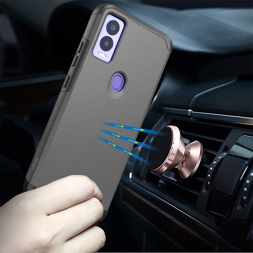 Funda protectora rígida de goma híbrida de doble capa para AT&T Propel 5G absorción de impactos - Imagen 58 de 73