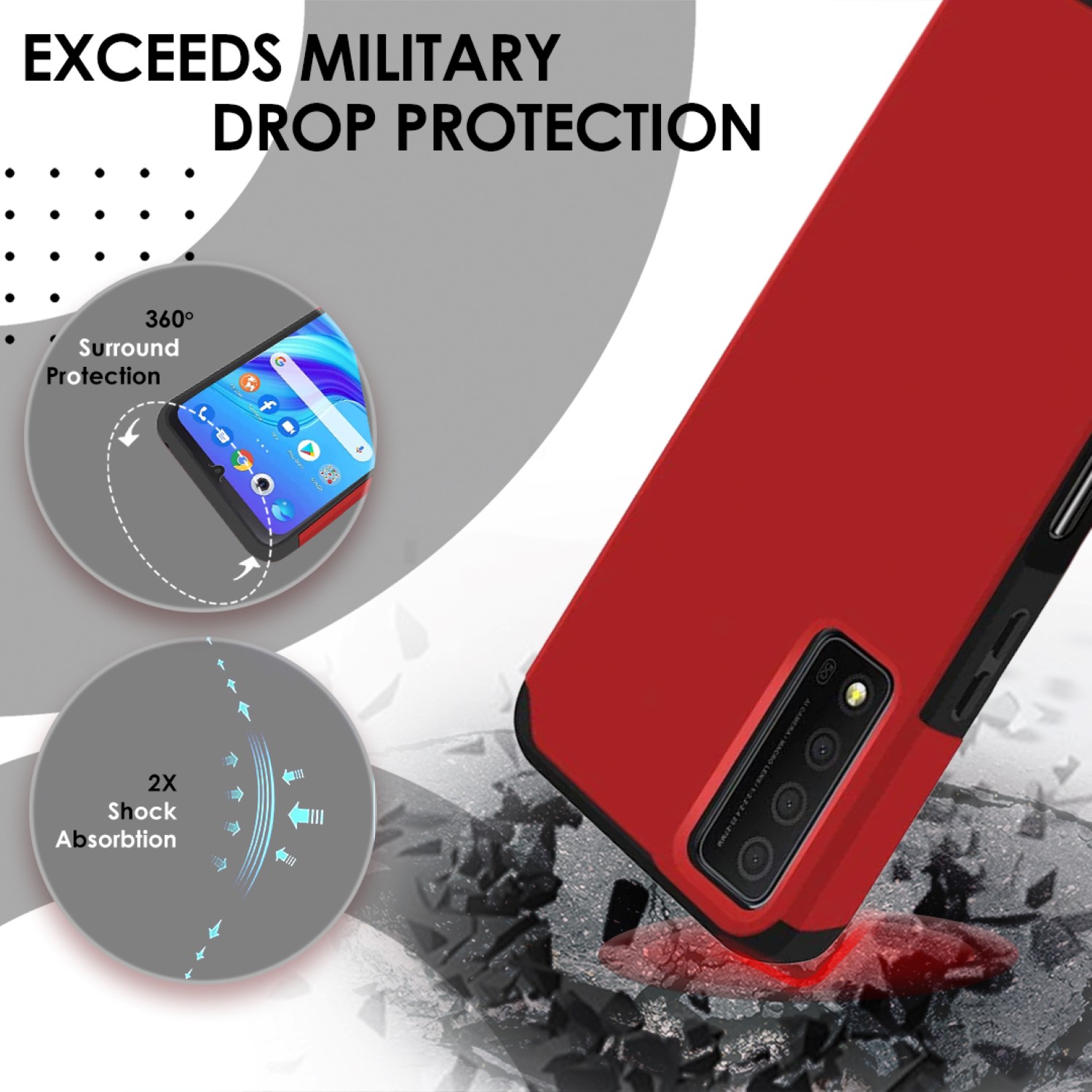 Funda protectora rígida de goma híbrida de doble capa para AT&T Propel 5G absorción de impactos - Imagen 28 de 73