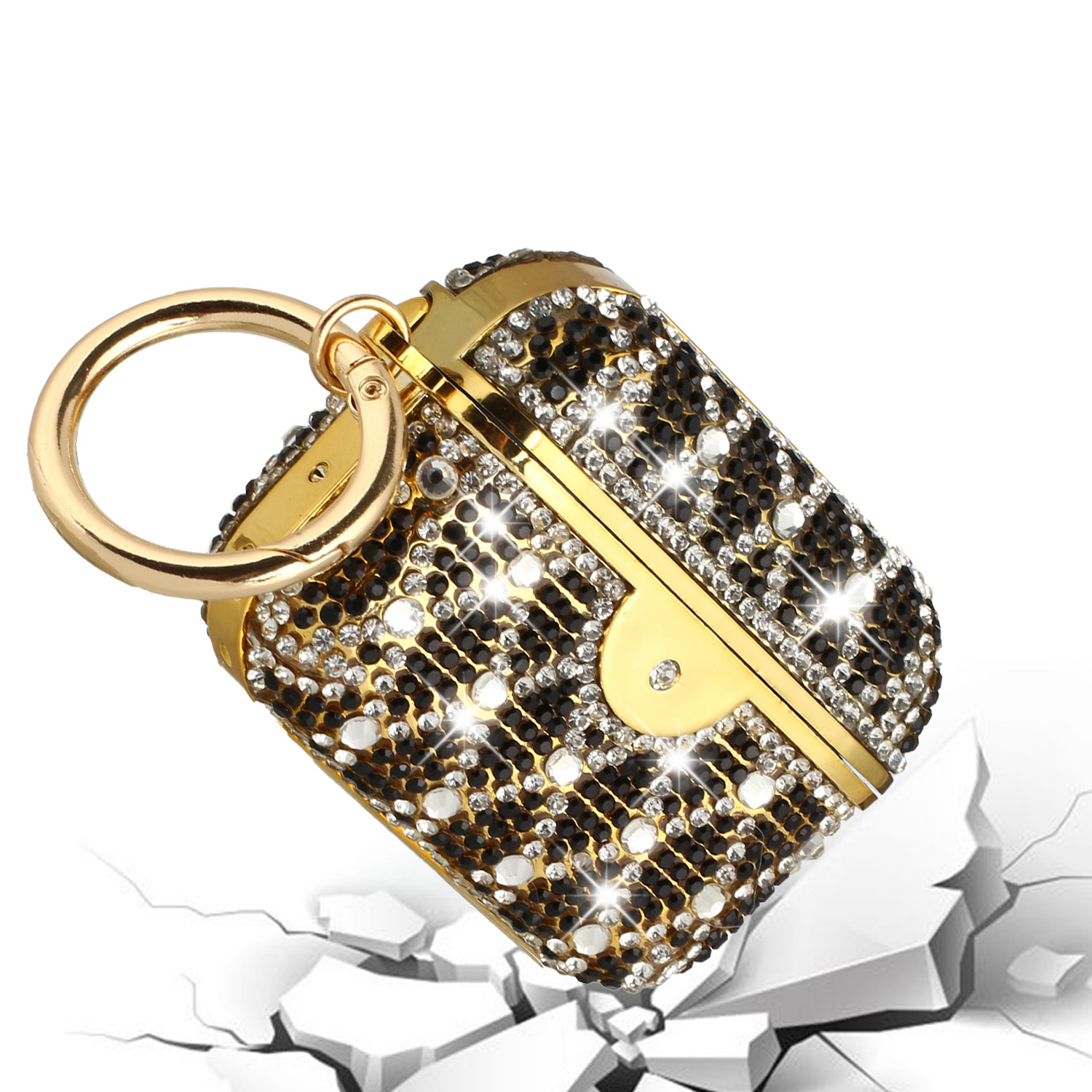 For Apple AirPods 2 & 1 Design Diamond Bling Glitter with Keychain Carrying Case - Picture 10 of 19