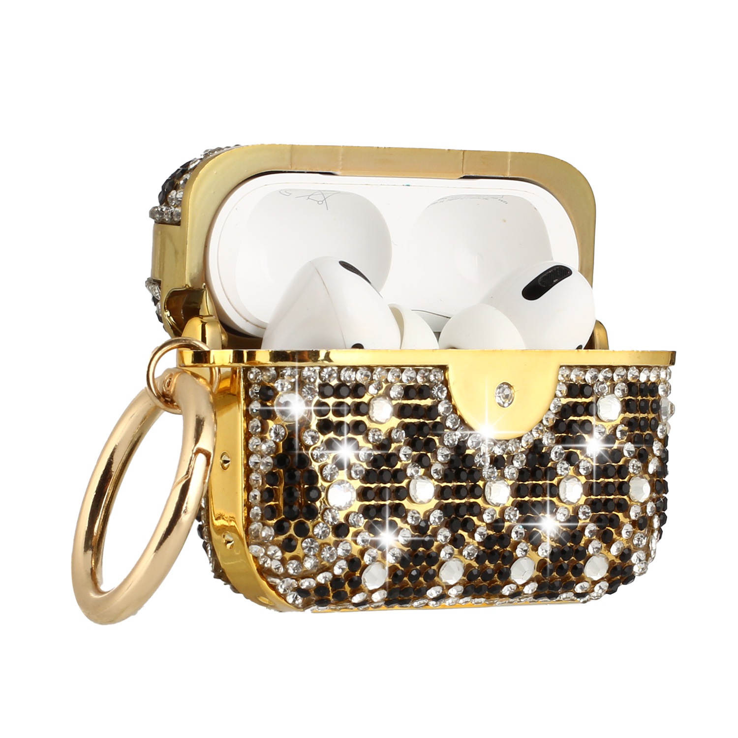 For Apple AirPods 2 & 1 Design Diamond Bling Glitter with Keychain Carrying Case - Picture 8 of 19