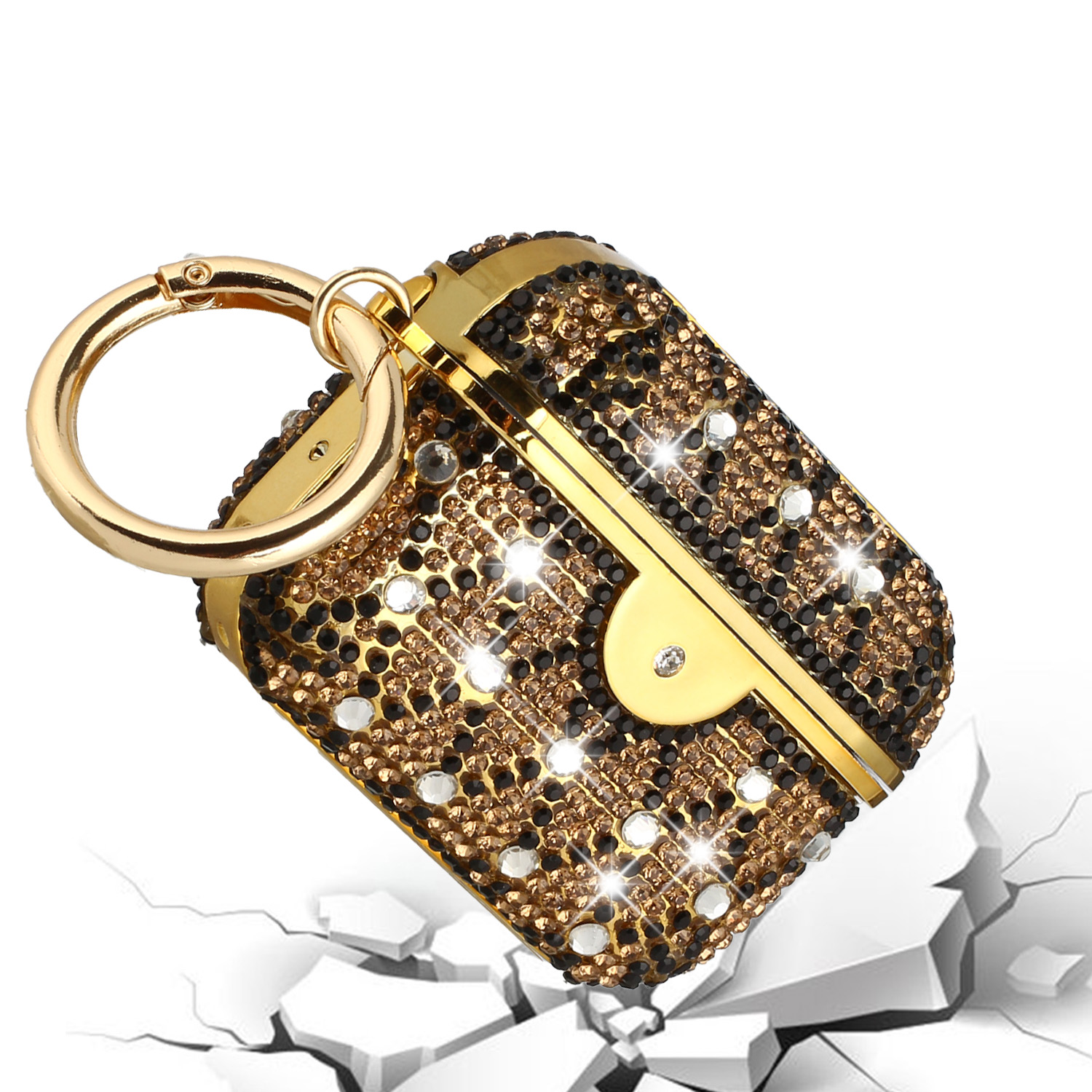 For Apple AirPods 2 & 1 Design Diamond Bling Glitter with Keychain Carrying Case - Picture 13 of 19