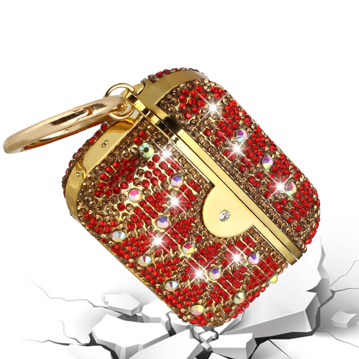 For Apple AirPods 2 & 1 Design Diamond Bling Glitter with Keychain Carrying Case - Picture 16 of 19