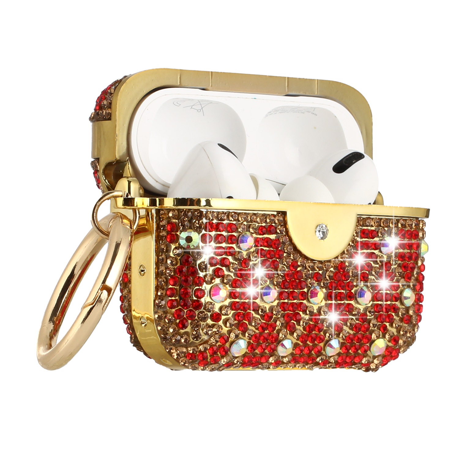 For Apple AirPods 2 & 1 Design Diamond Bling Glitter with Keychain Carrying Case - Picture 14 of 19