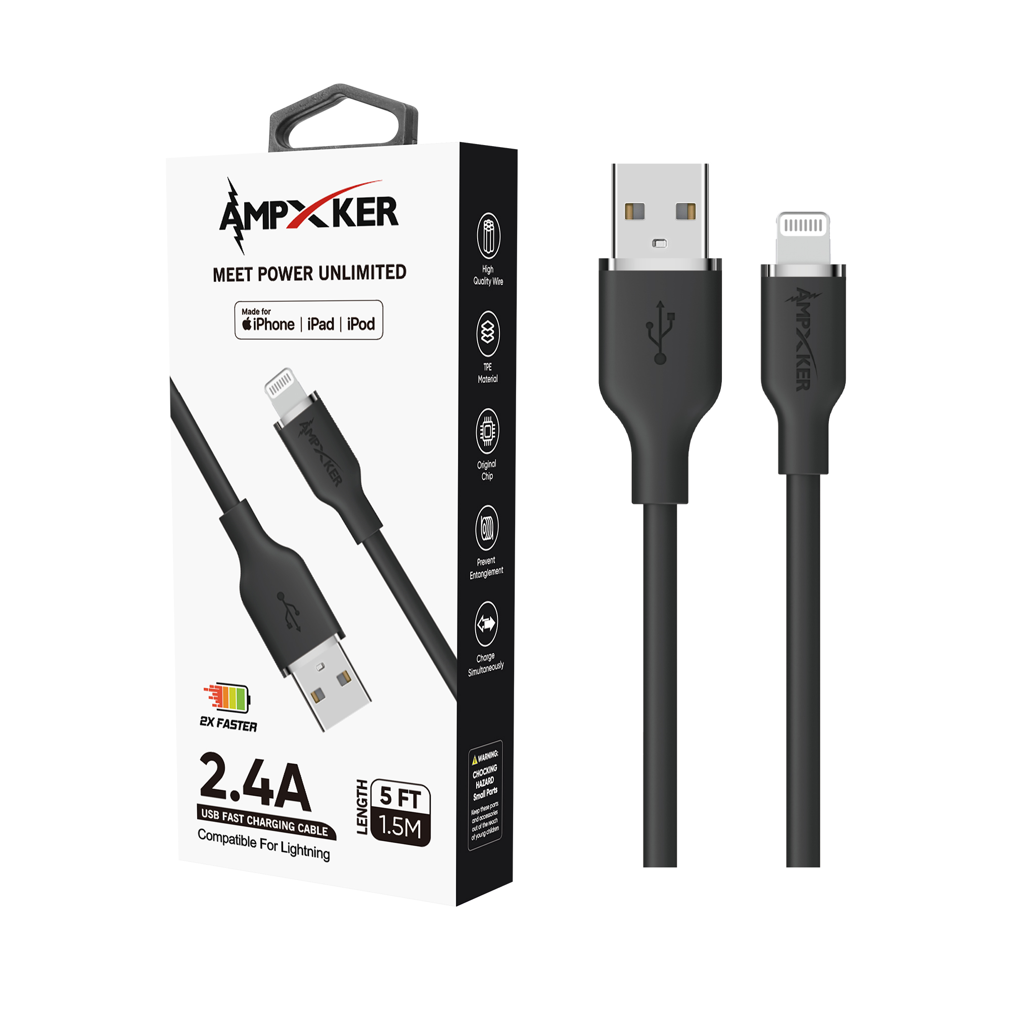 USB to Lightning (5FT) 2.4A Fast Charging Cable Charger Data Cord MFI Certified - Picture 14 of 26