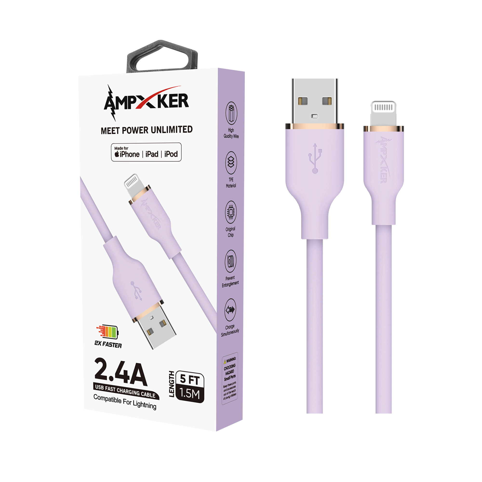 USB to Lightning (5FT) 2.4A Fast Charging Cable Charger Data Cord MFI Certified - Picture 24 of 26
