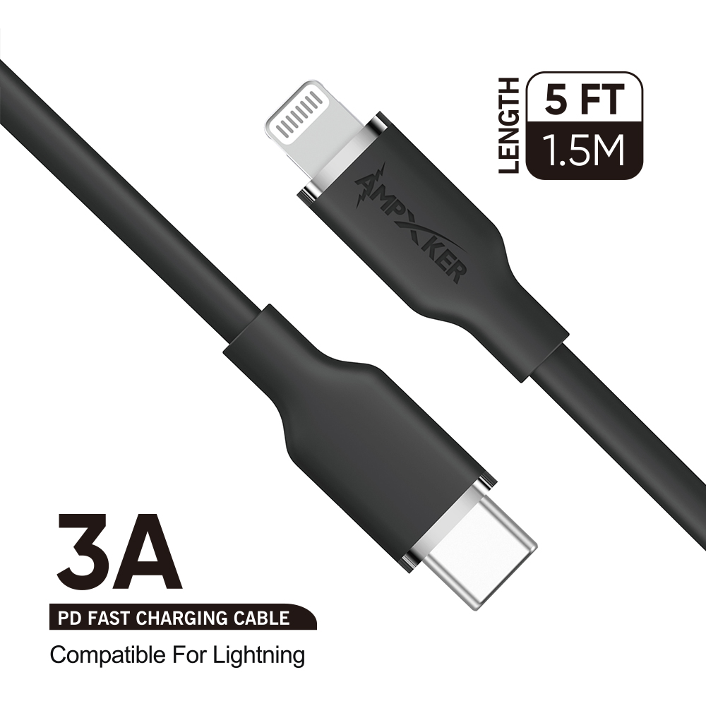 Cable de carga rápida tipo C a Lightning (5 pies) 3A cargador cable de datos certificado por MFI - Imagen 14 de 31